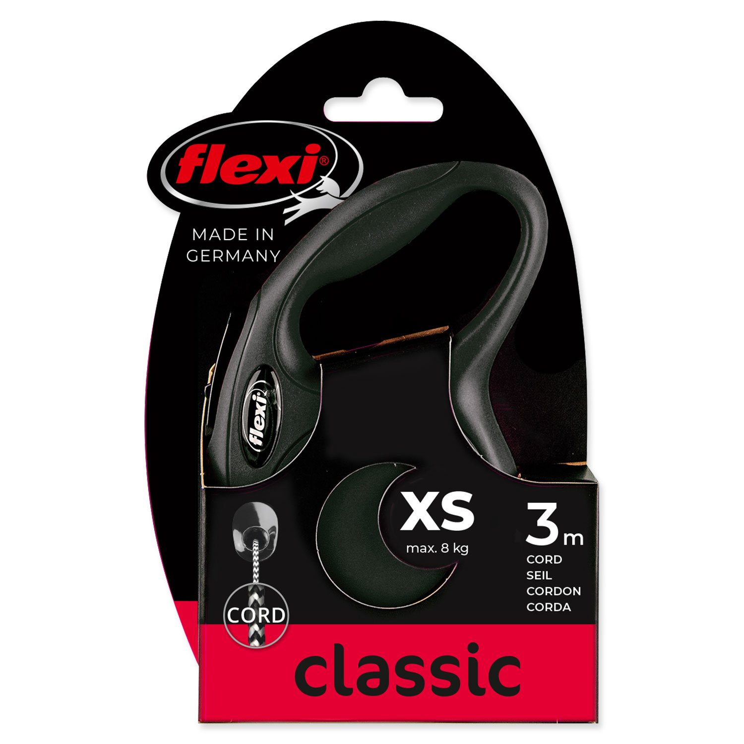 Vodítko Flexi Classic New lanko XS černé 3m-KS