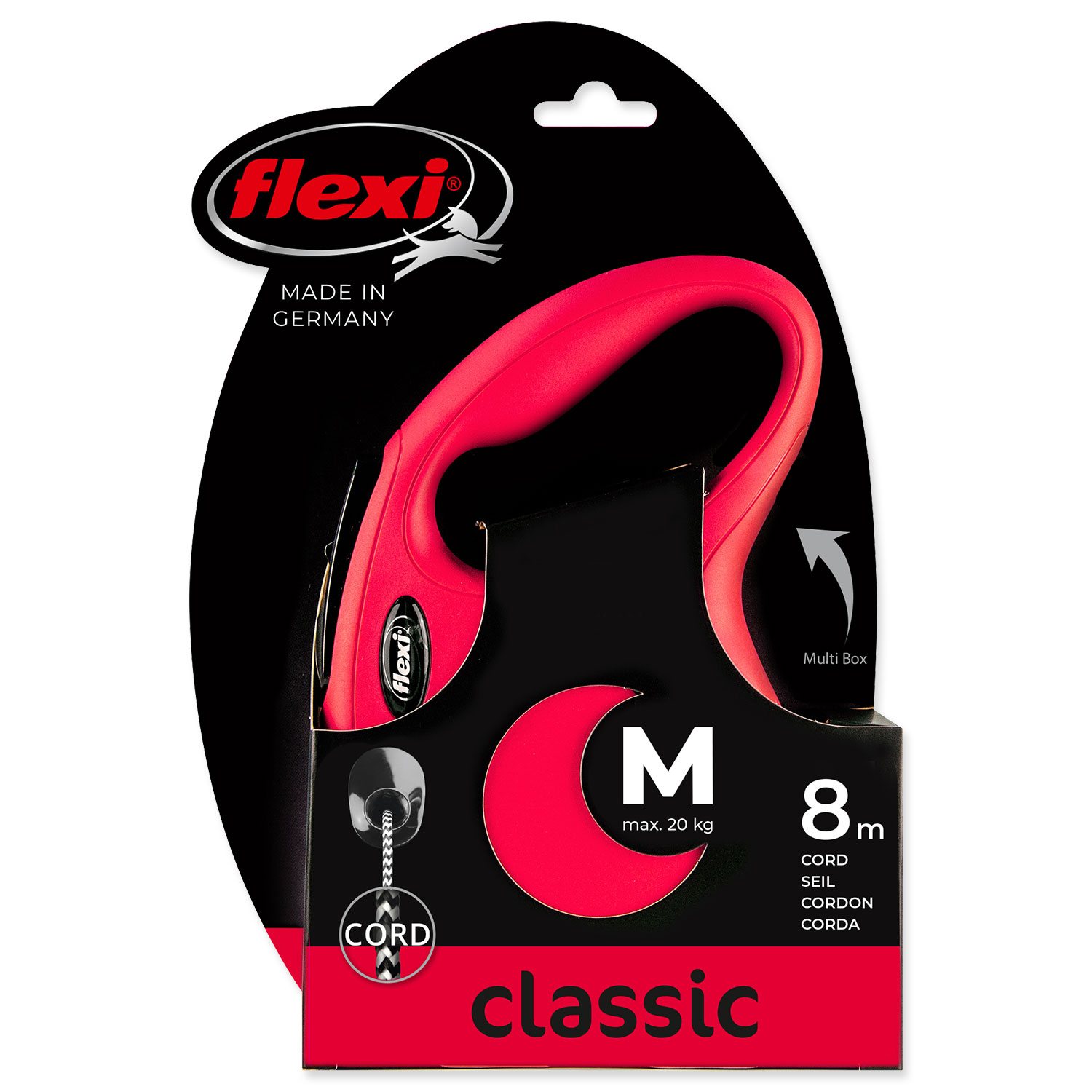 Vodítko Flexi Classic New lanko M červené 8m-KS