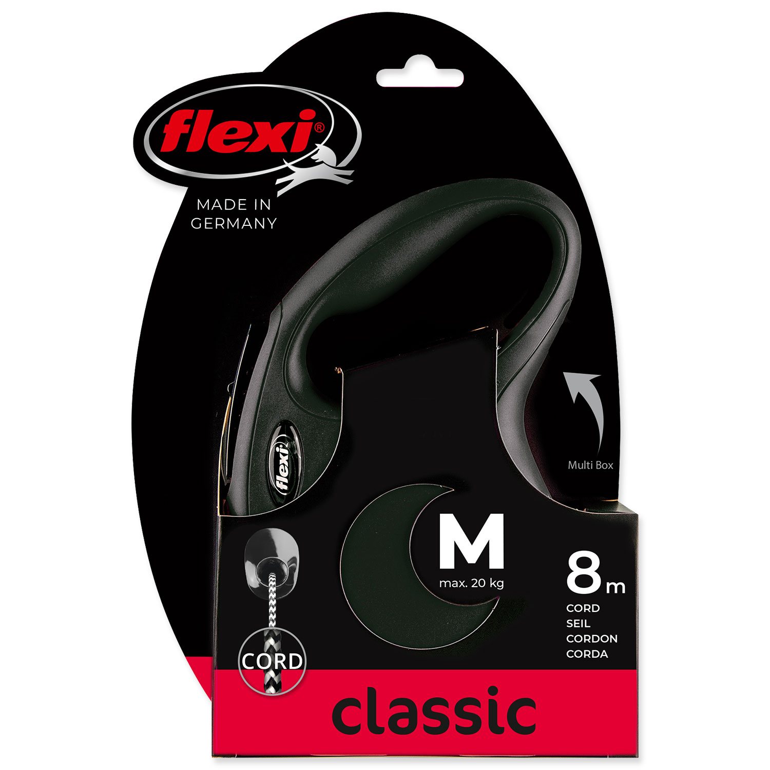 Vodítko Flexi Classic New lanko M černé 8m-KS
