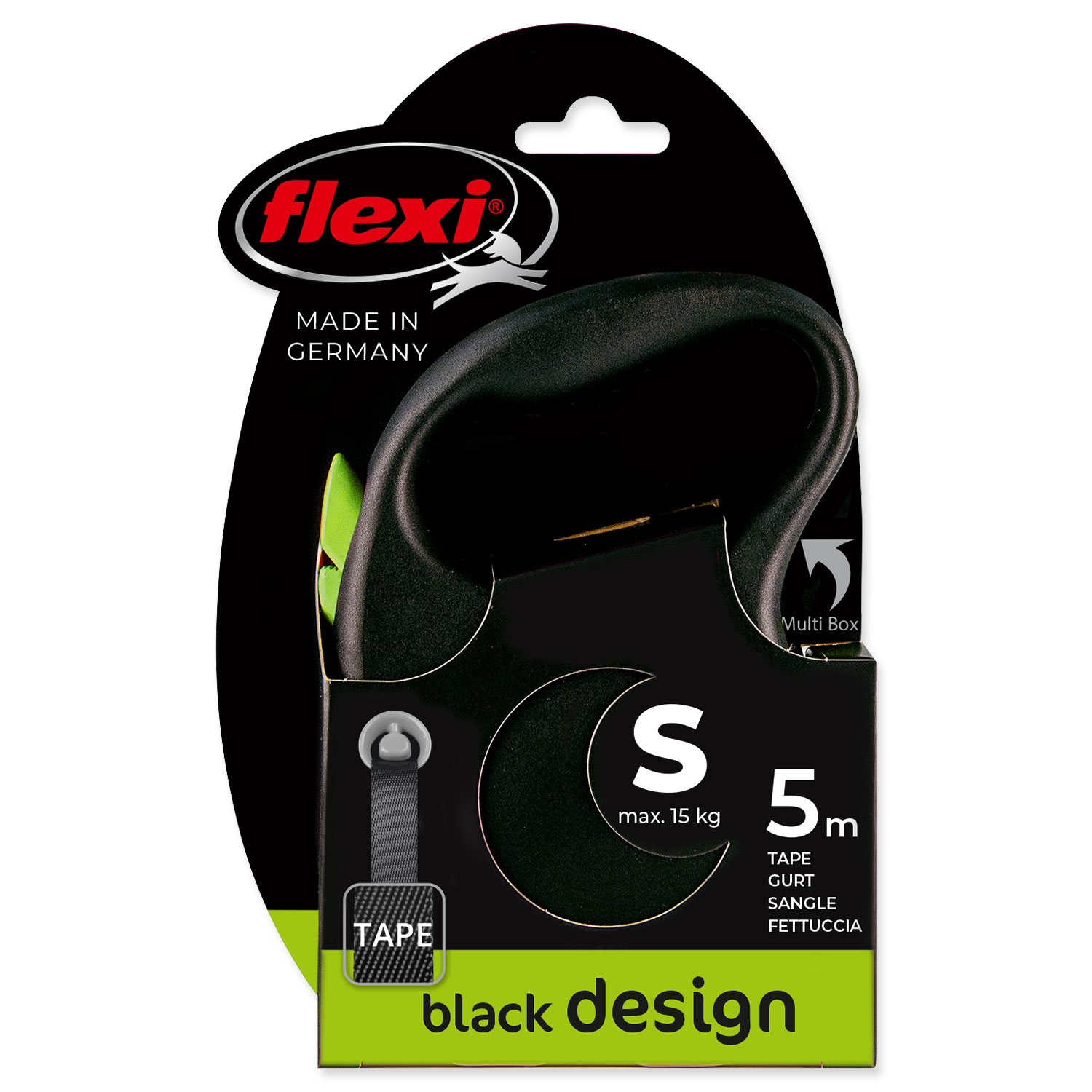 Vodítko Flexi Black Design páska S zelené 5m-KS