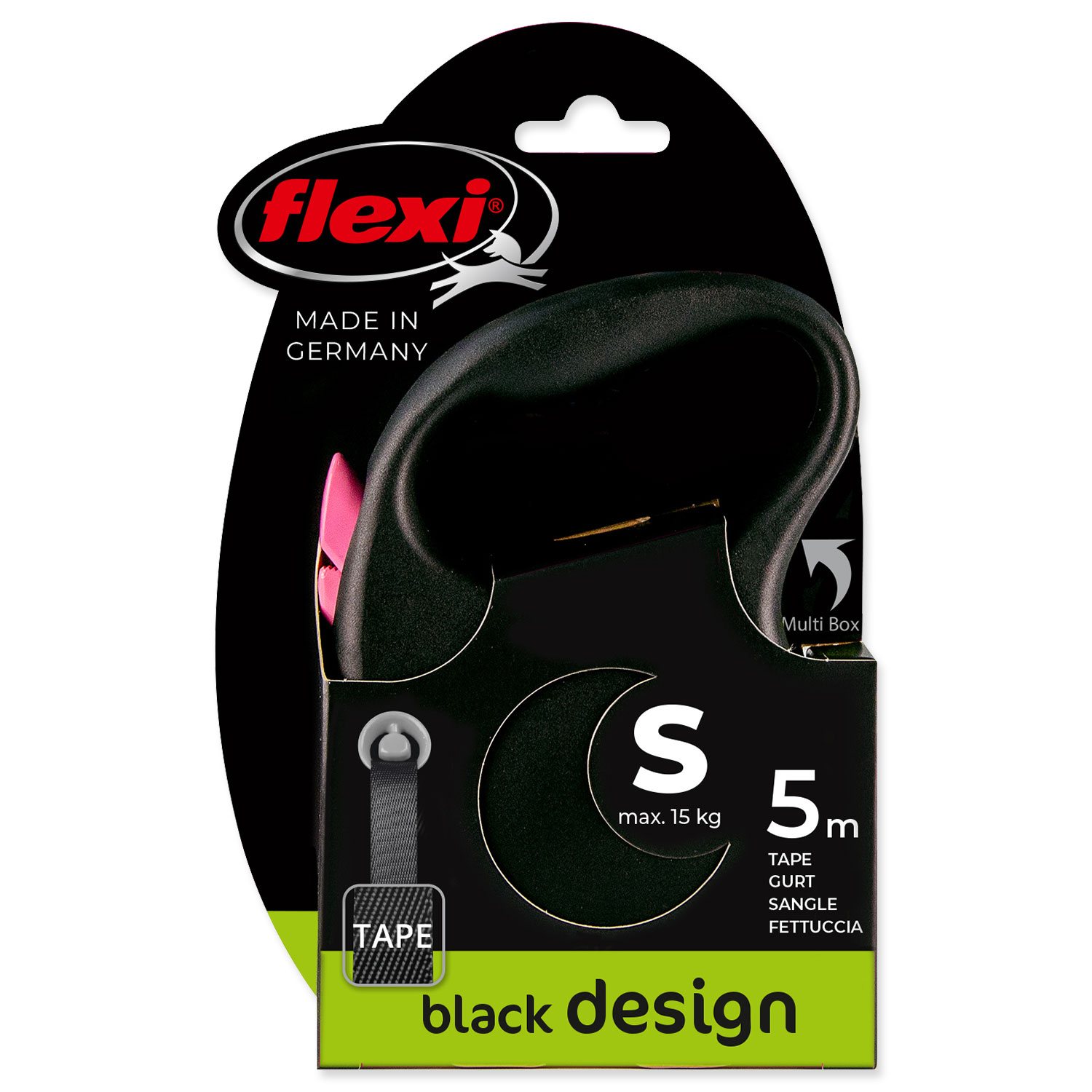 Vodítko Flexi Black Design páska S růžové 5m-KS