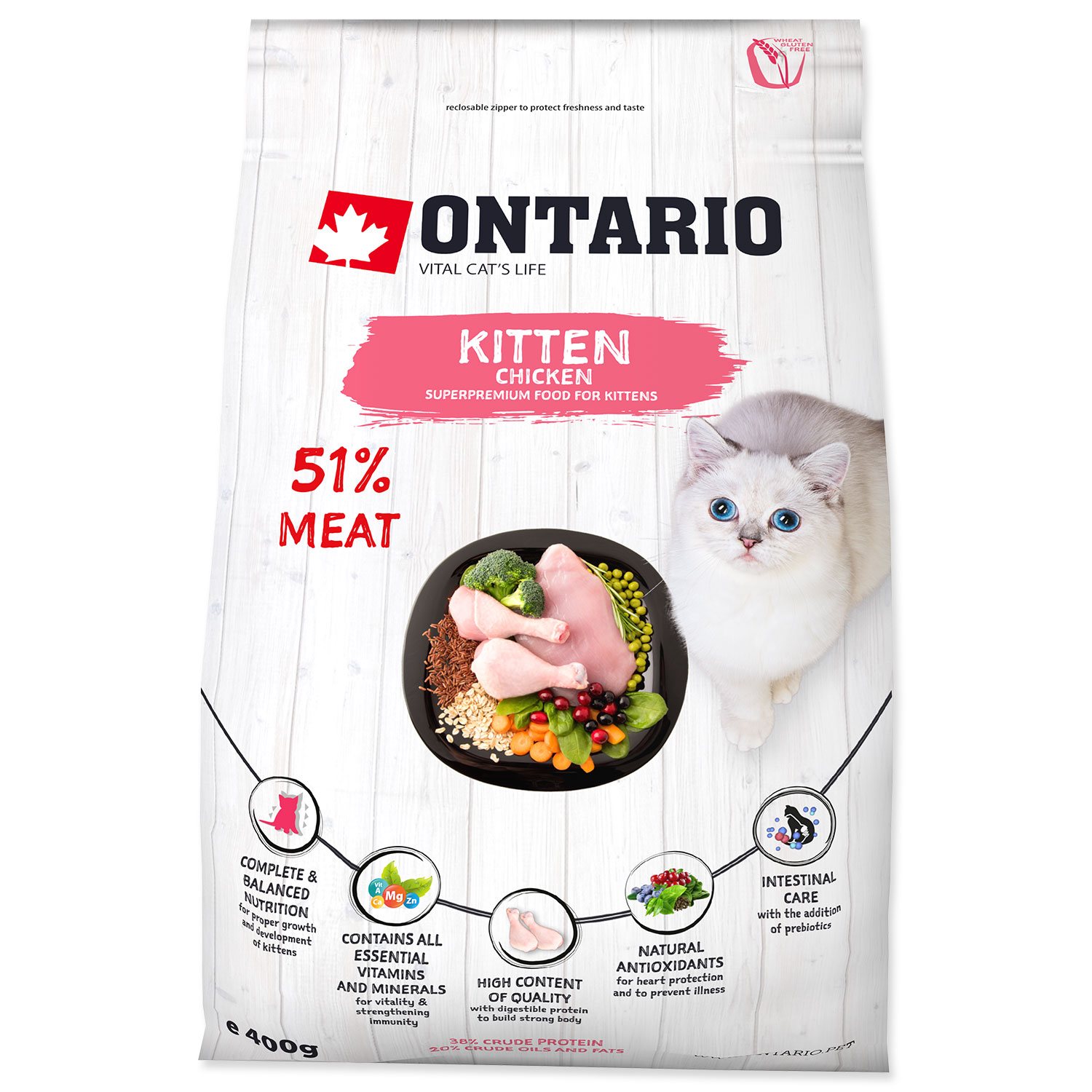 Krmivo Ontario Kitten Chicken 0,4kg