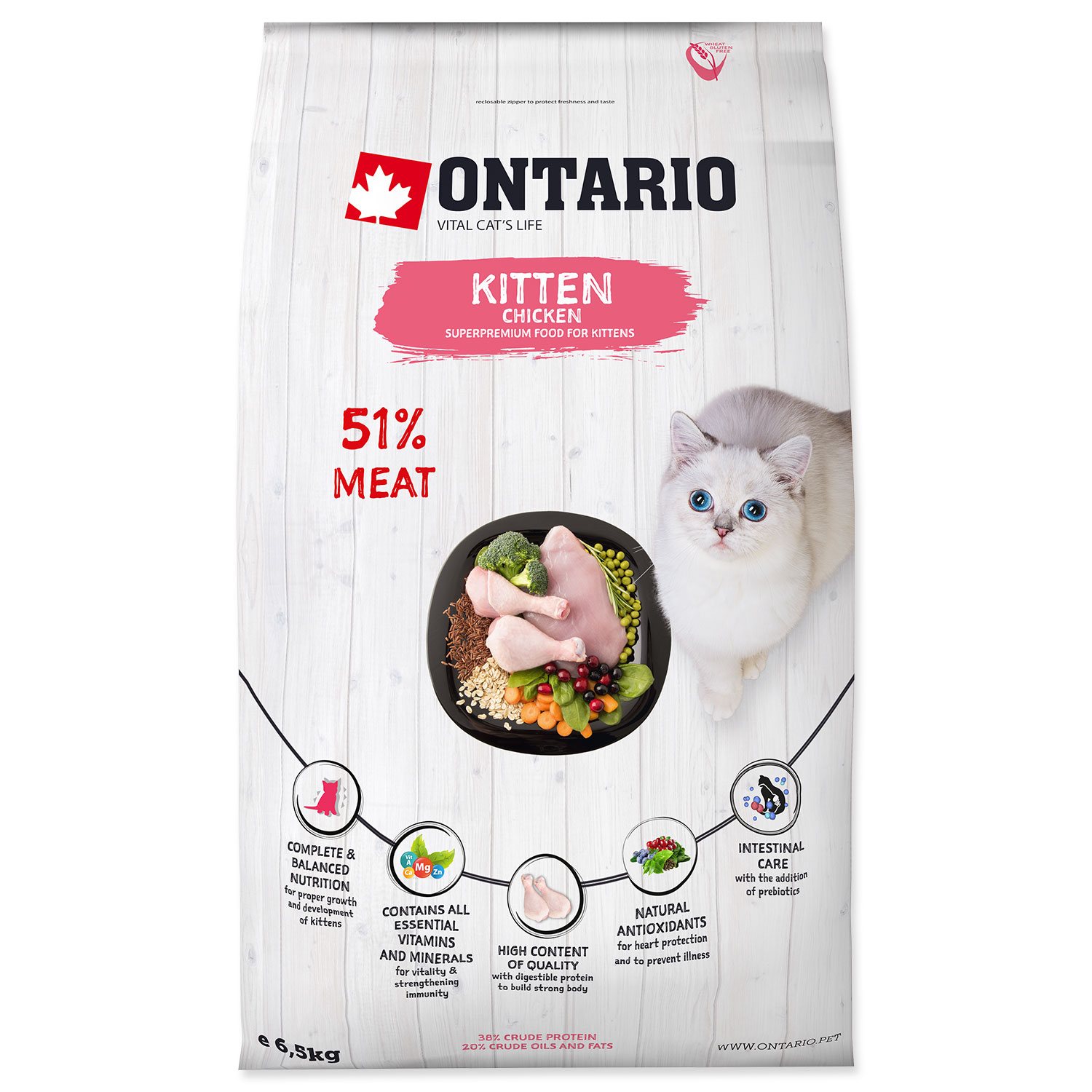 Krmivo Ontario Kitten Chicken 6,5kg-KS
