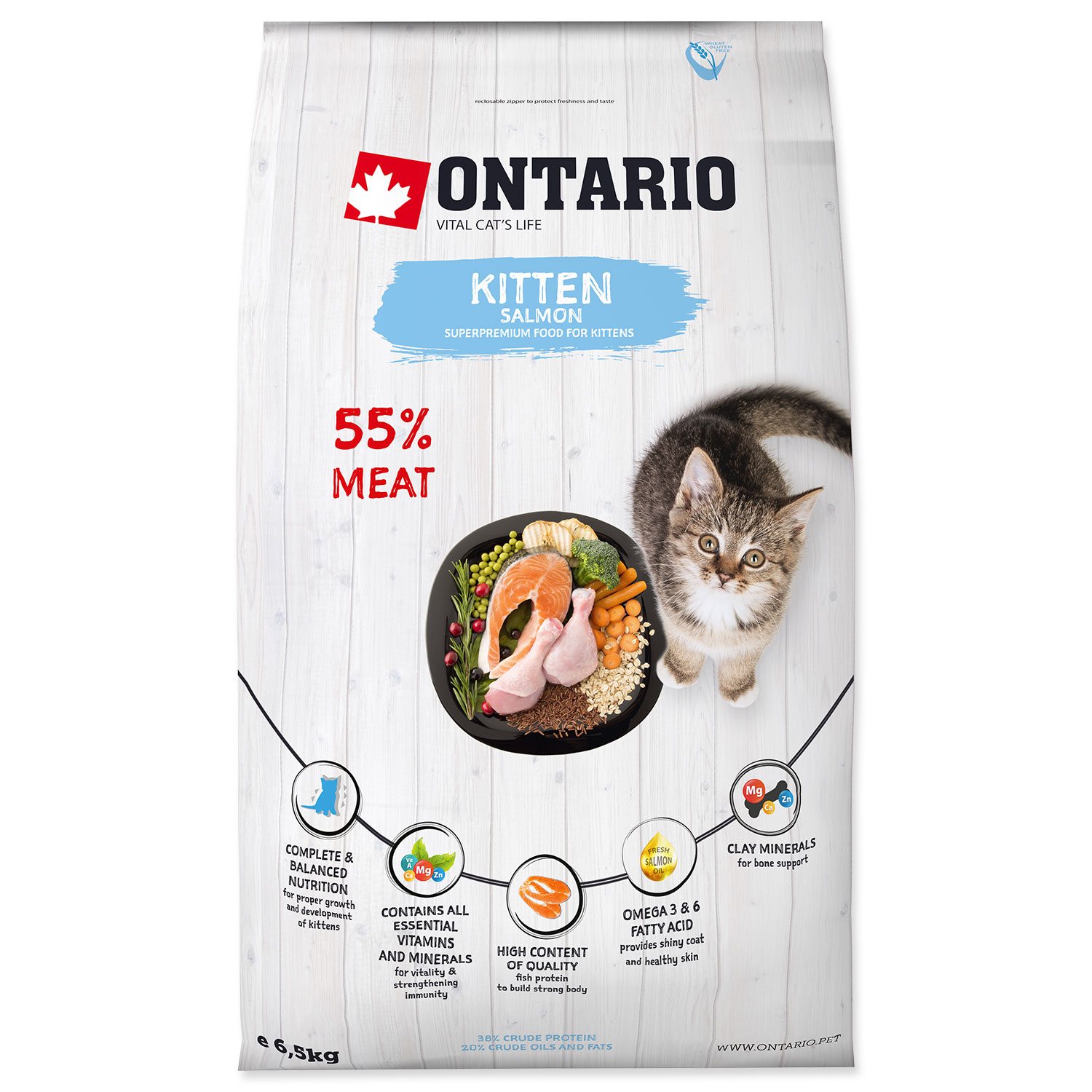 Krmivo Ontario Kitten Salmon 6,5kg-KS