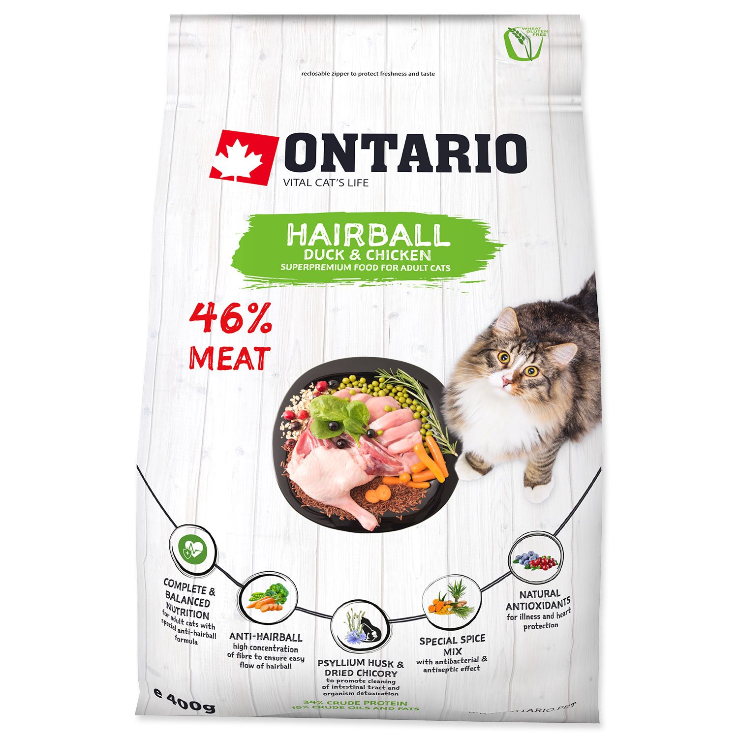 Krmivo Ontario Cat Hairball 0,4kg-KS