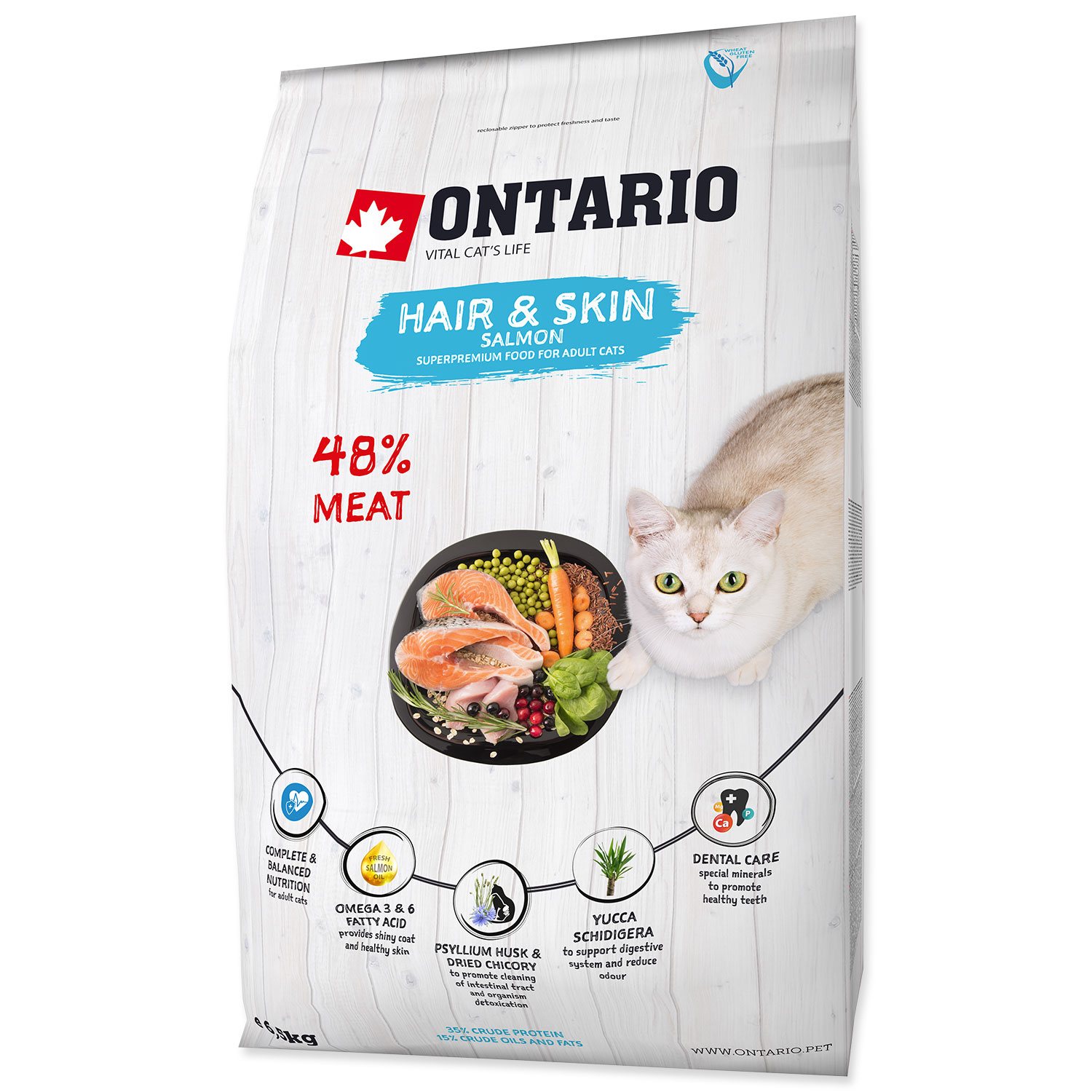 Krmivo Ontario Cat Hair & Skin 6,5kg-KS