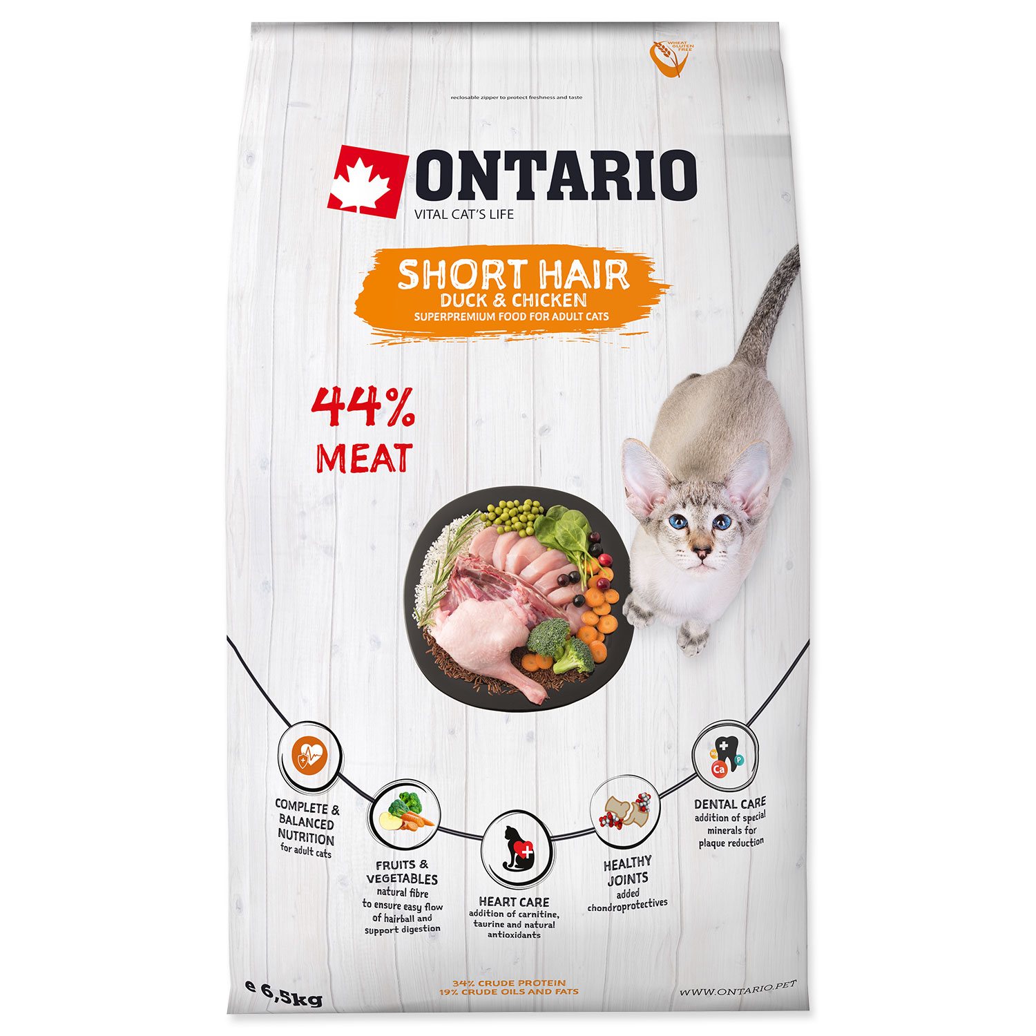 Krmivo Ontario Cat Shorthair 6,5kg-KS