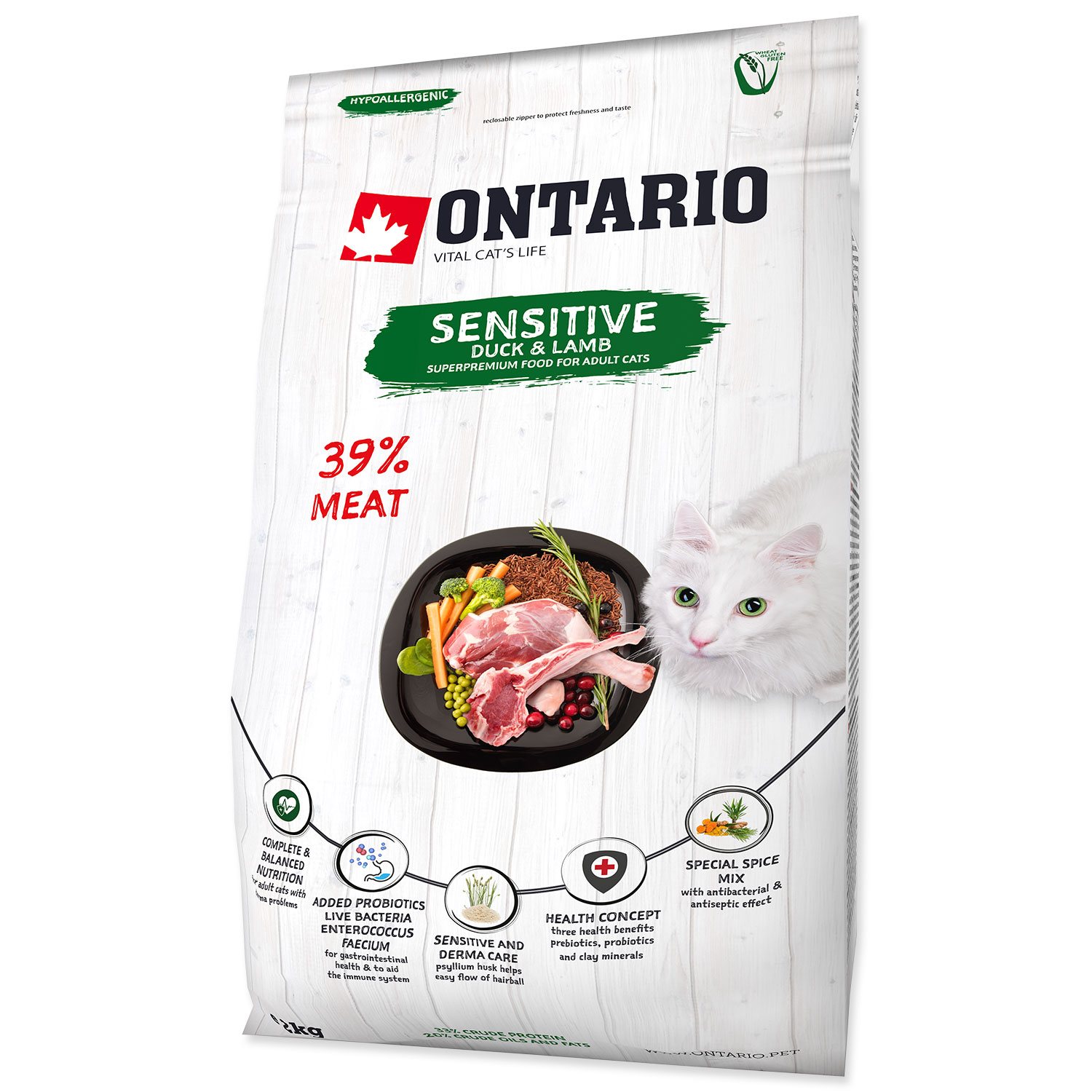Krmivo Ontario Cat Sensitive/Derma 2kg-KS