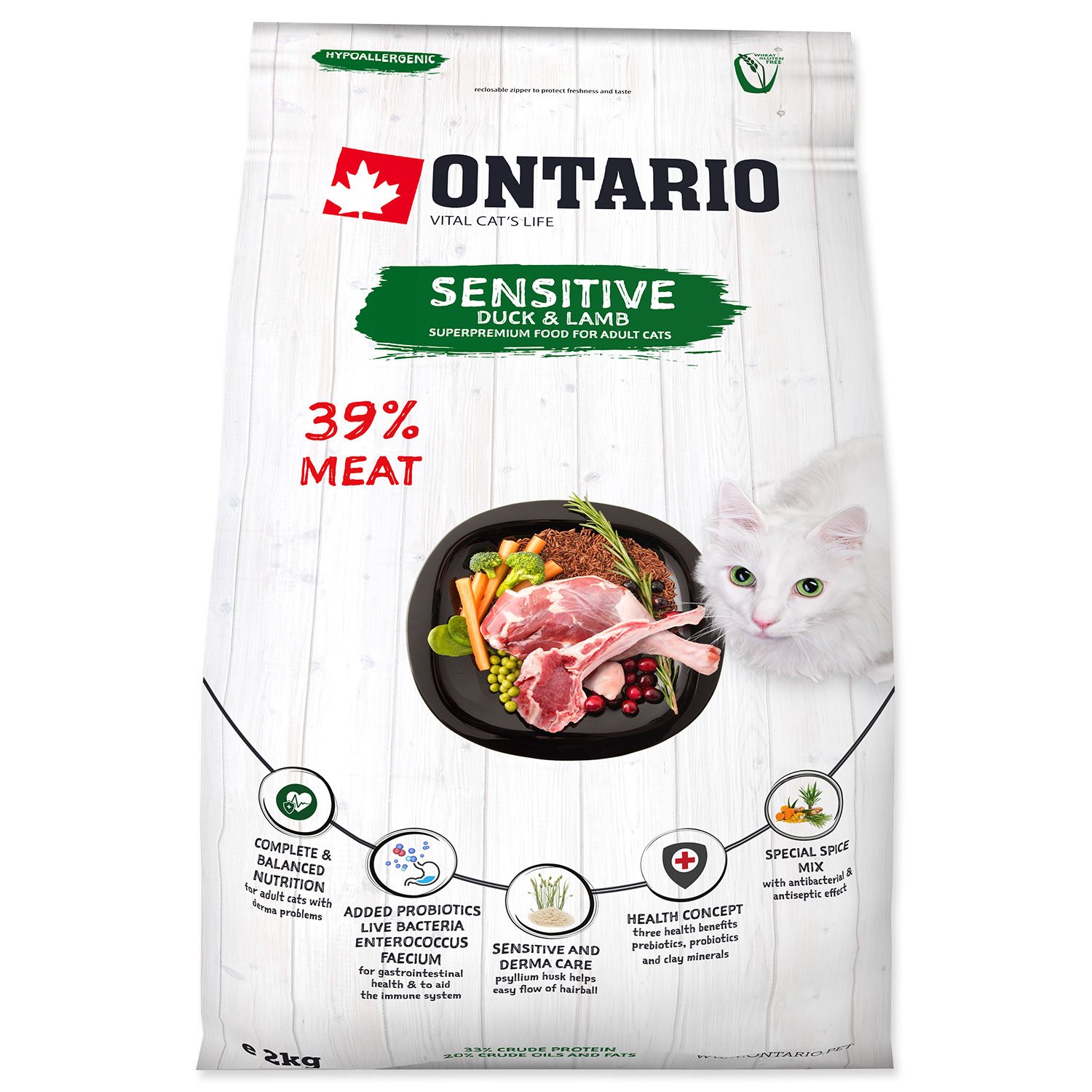 Krmivo Ontario Cat Sensitive/Derma 2kg-KS