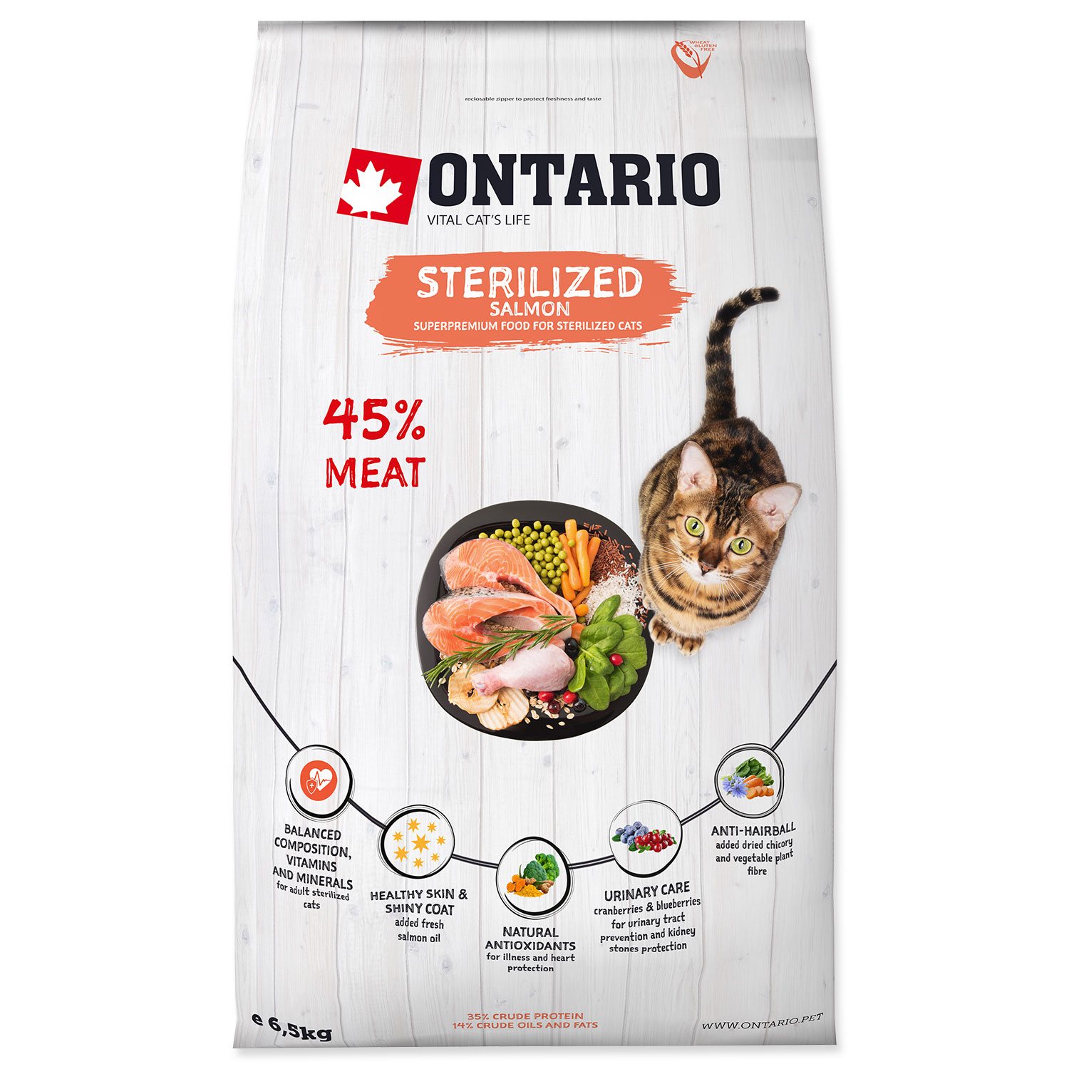 Krmivo Ontario Cat Sterilised Salmon 6,5kg-KS