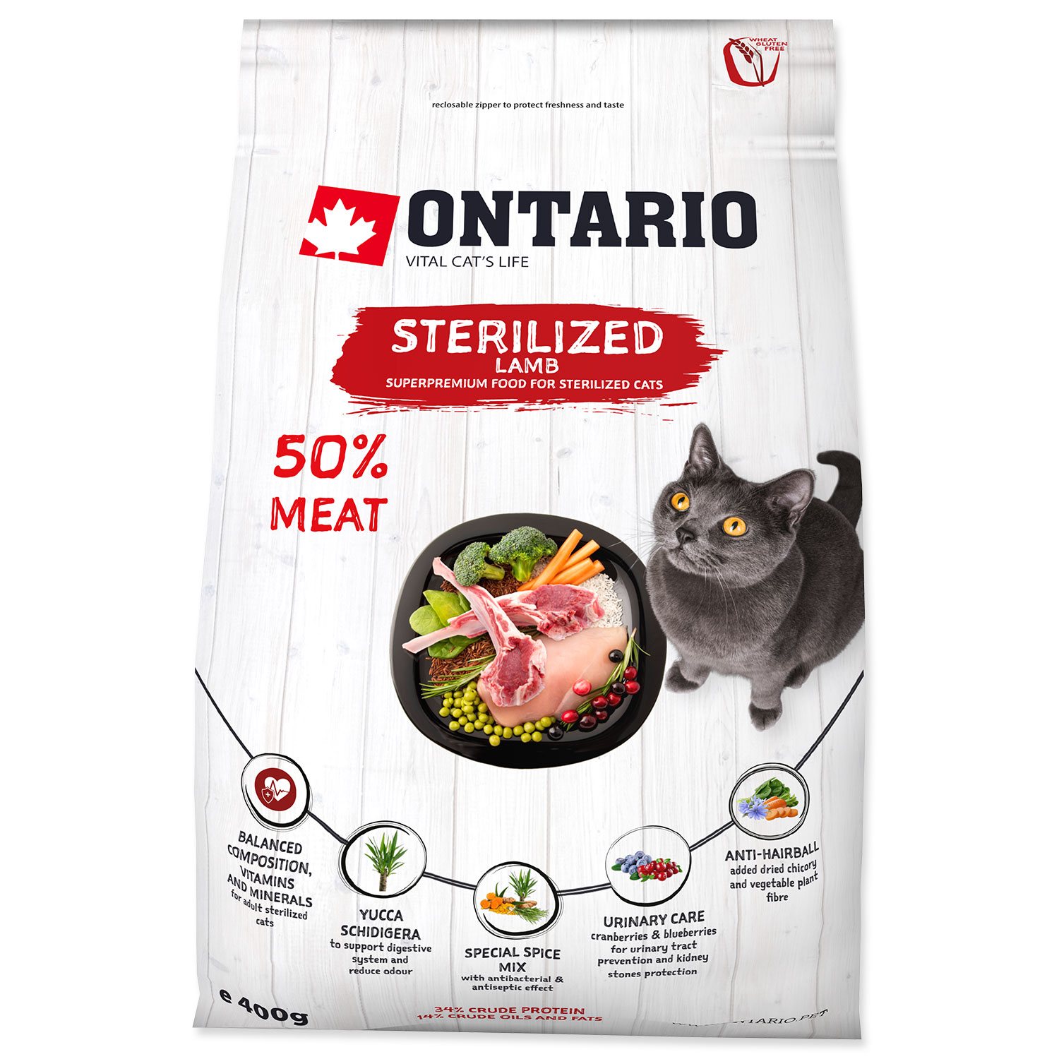Krmivo Ontario Cat Sterilised Lamb 0,4kg-KS