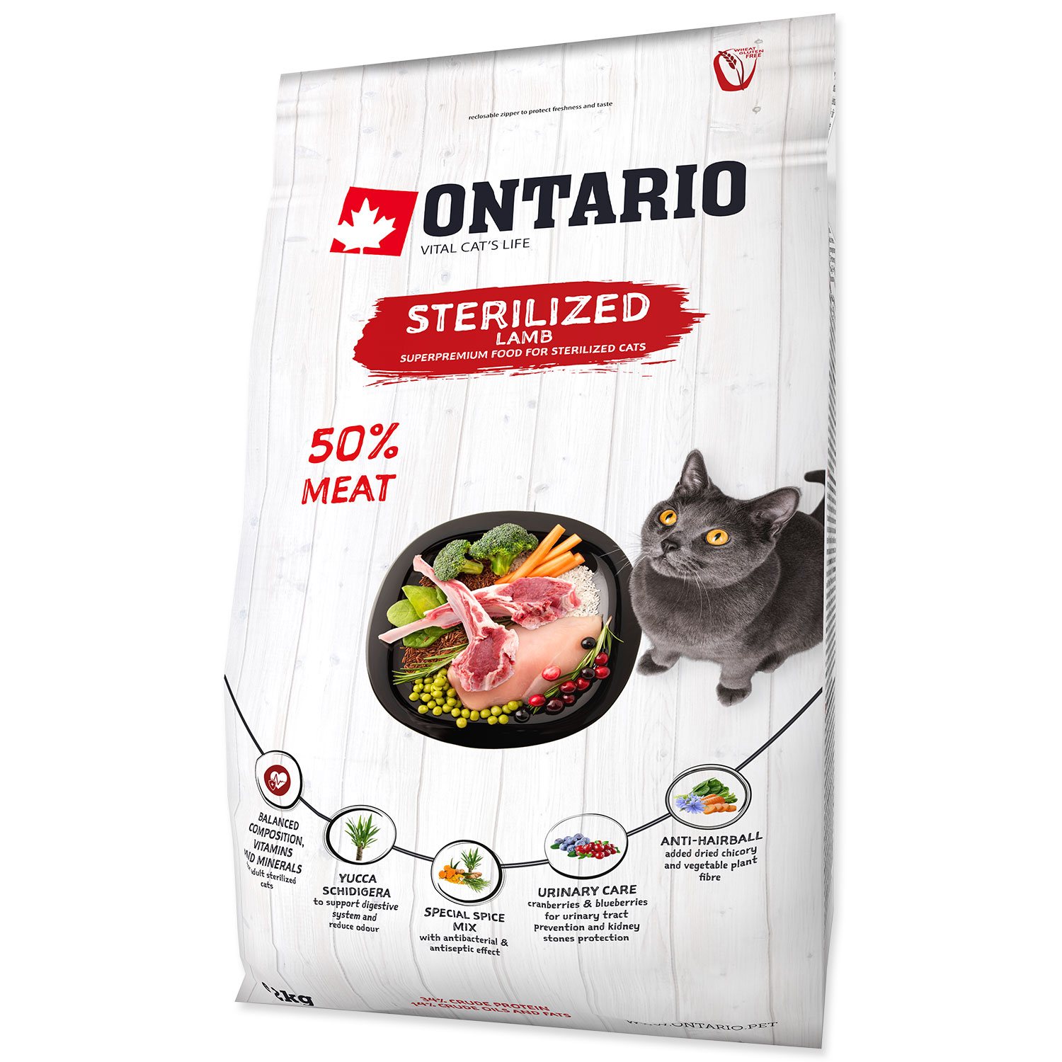 Krmivo Ontario Cat Sterilised Lamb 2kg-KS