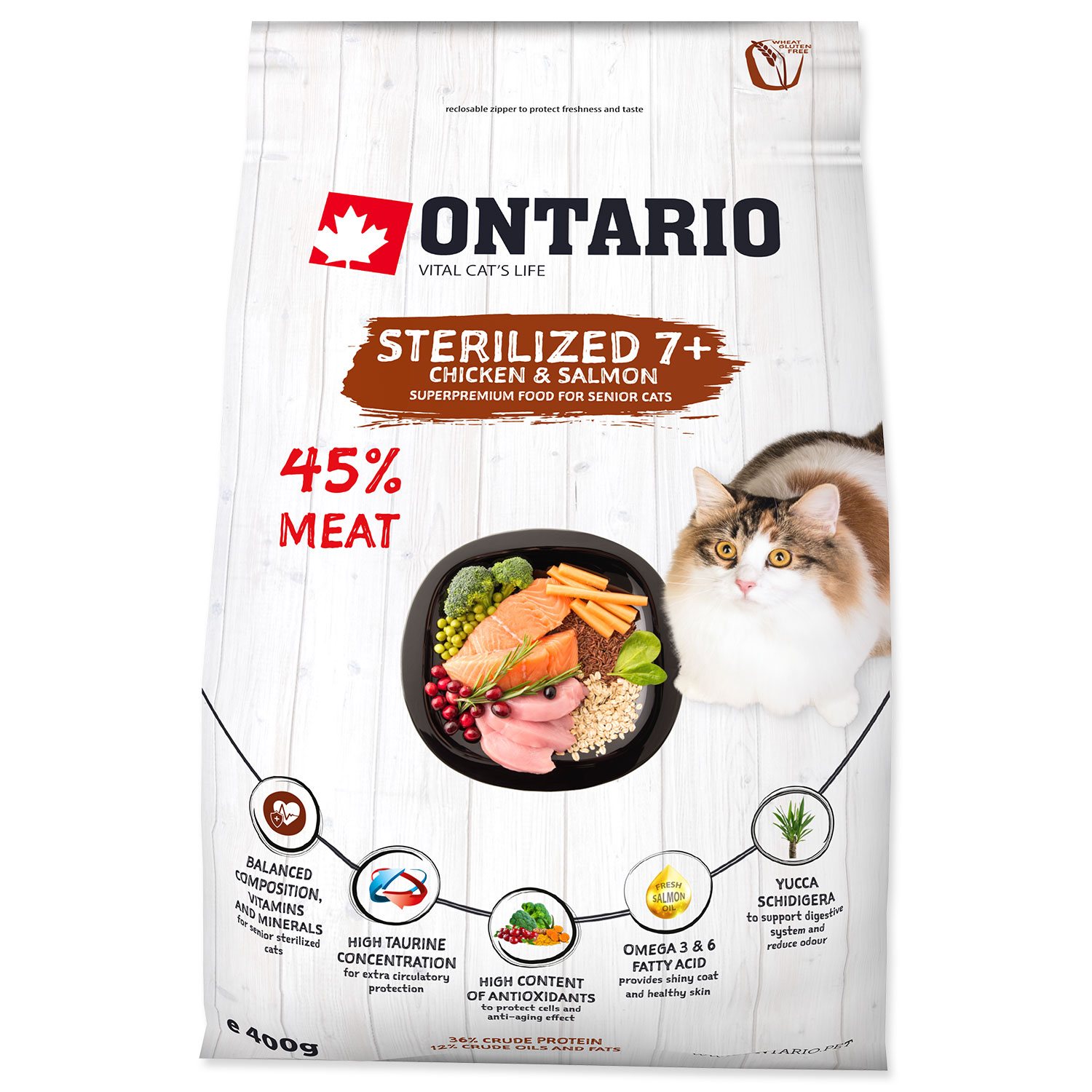 Krmivo Ontario Cat Sterilised 7+ Senior 0,4kg-KS