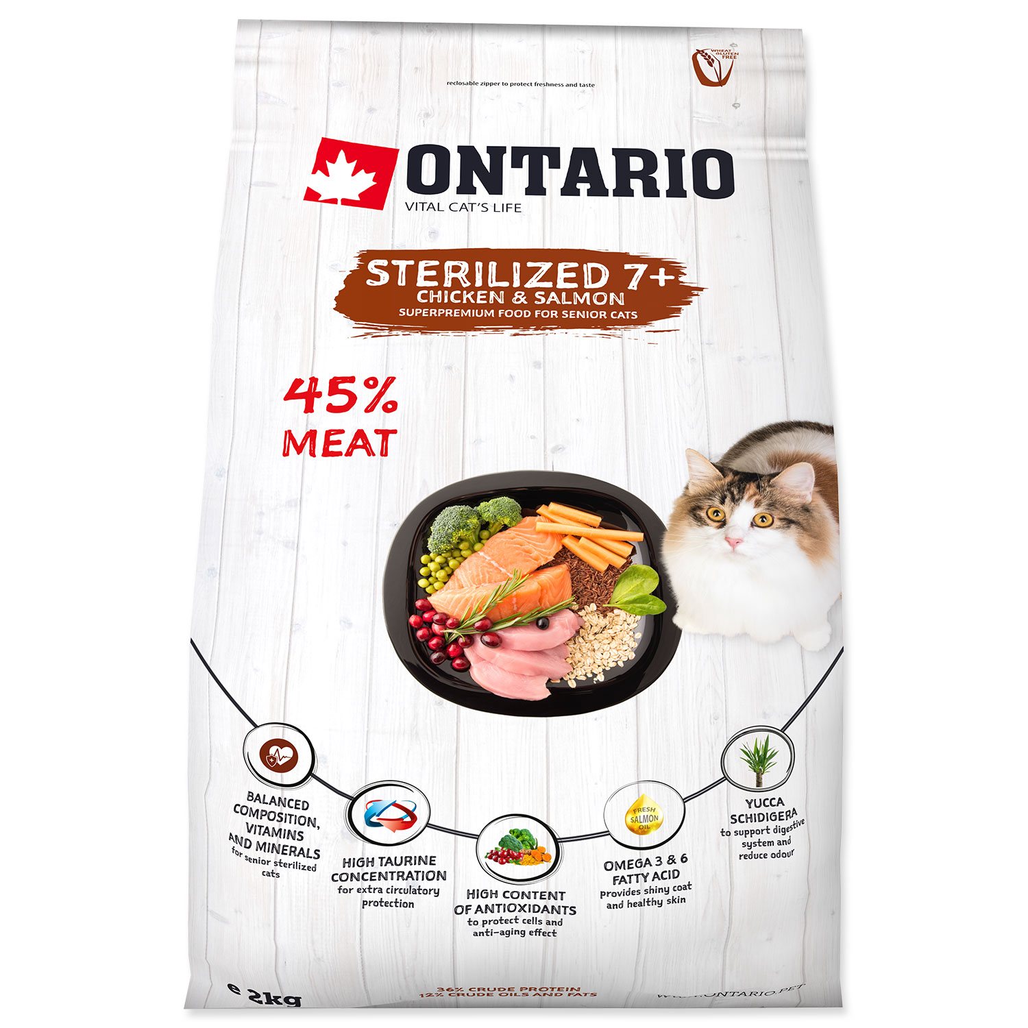 Krmivo Ontario Cat Sterilised 7+ Senior 2kg-KS
