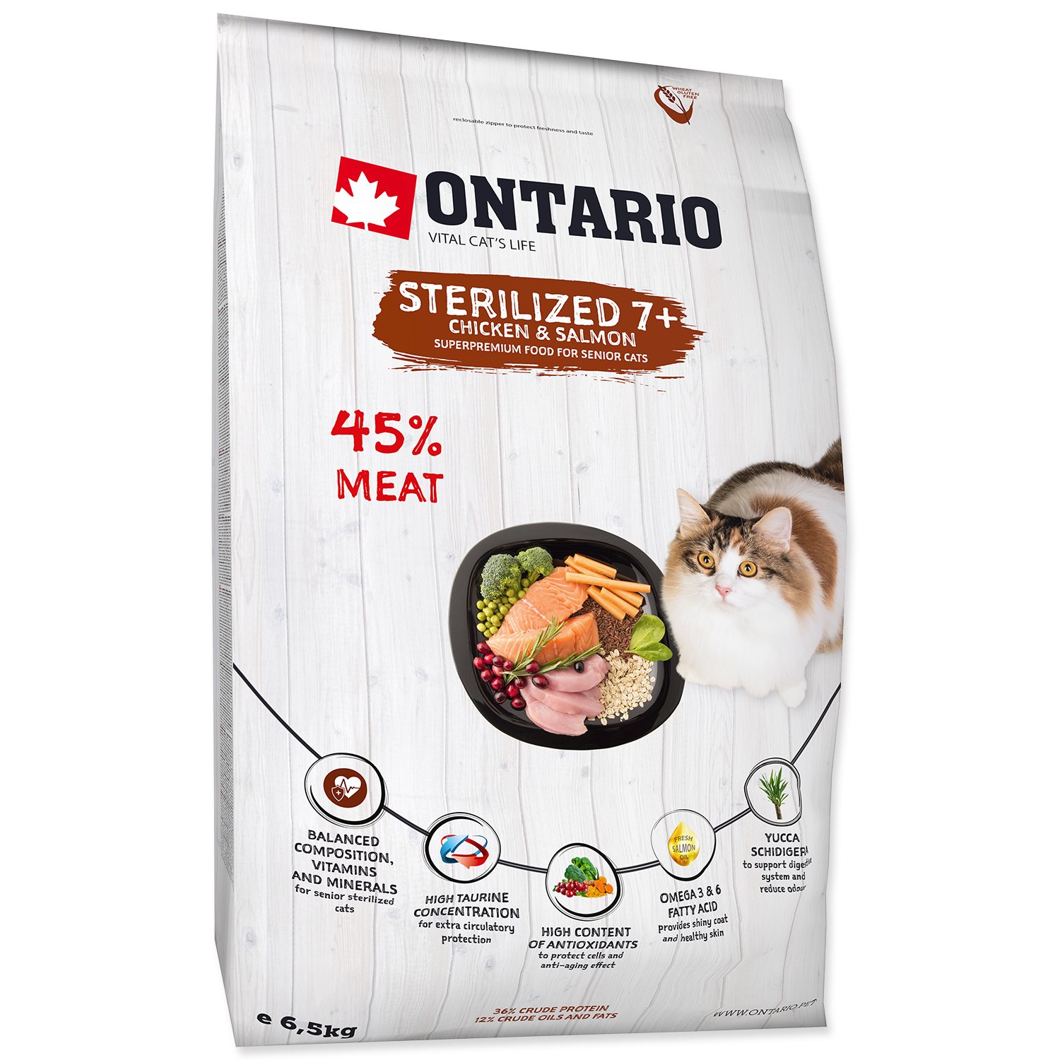 Krmivo Ontario Cat Sterilised 7+ Senior 6,5kg