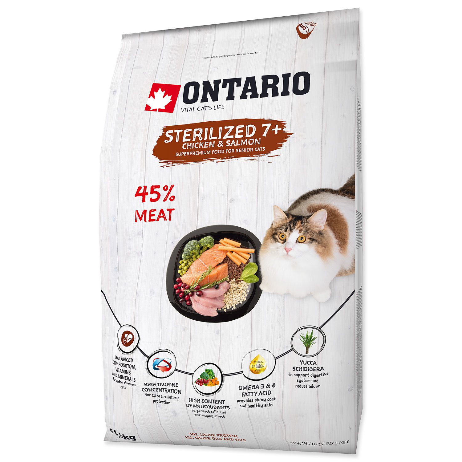 Krmivo Ontario Cat Sterilised 7+ Senior 6,5kg-KS