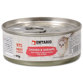 Konzerva Ontario Kitten kuřecí kousky s krevetami 95g-KS