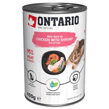Konzerva Ontario Kitten kuře s krevetami, paté 400g-KS