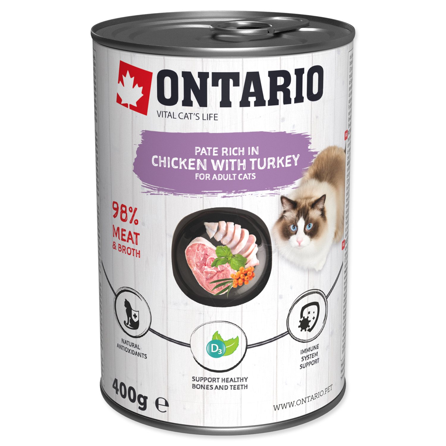 Konzerva Ontario kuře a krůta, paté 400g-KARTON