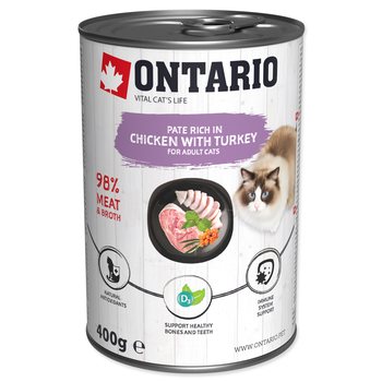 Konzerva Ontario kuře a krůta, paté 400g-KS