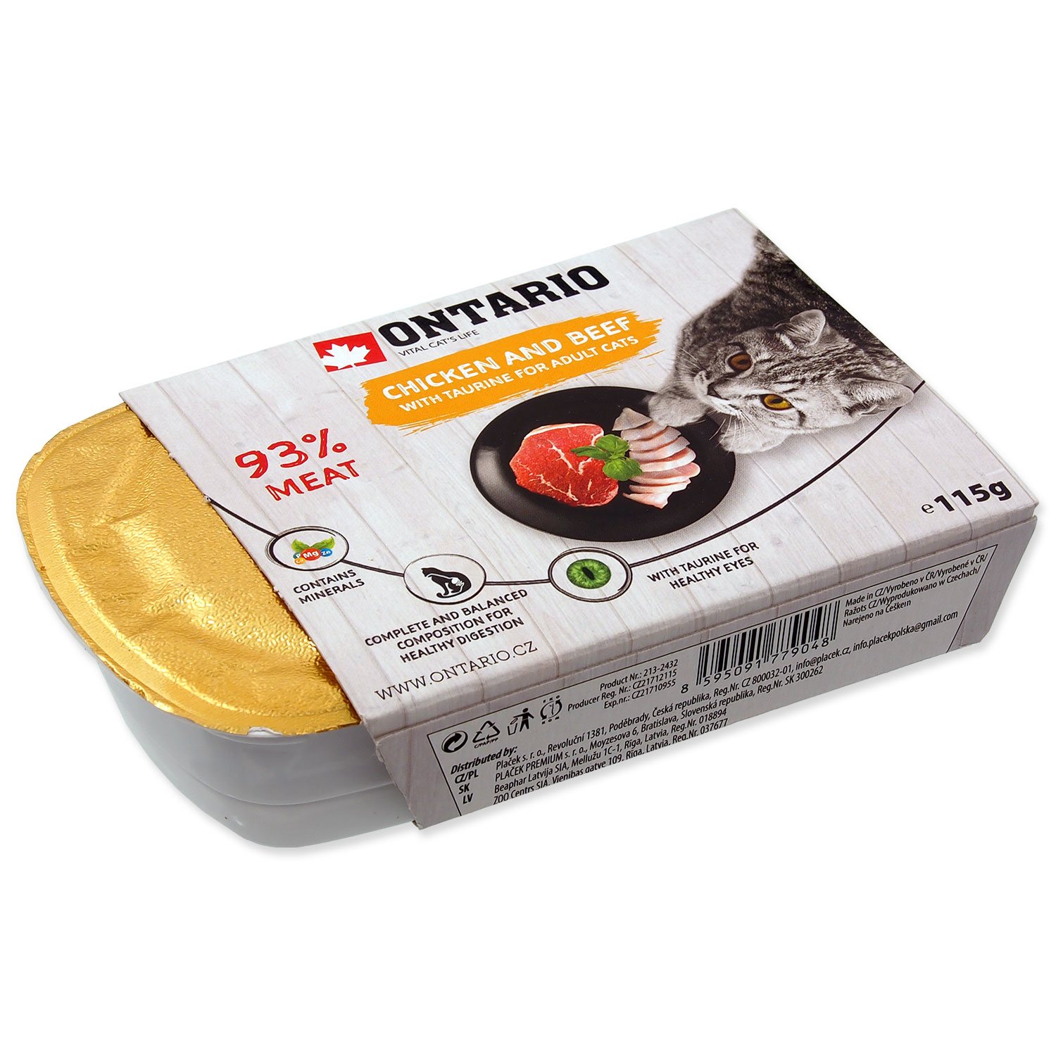 Vanička Ontario kuře s hovězím a taurinem 115g-KS
