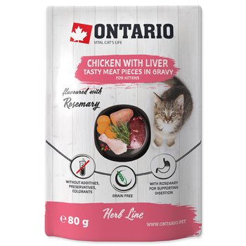 Kapsička Ontario Kitten kuře s játry v omáčce 80g-KS