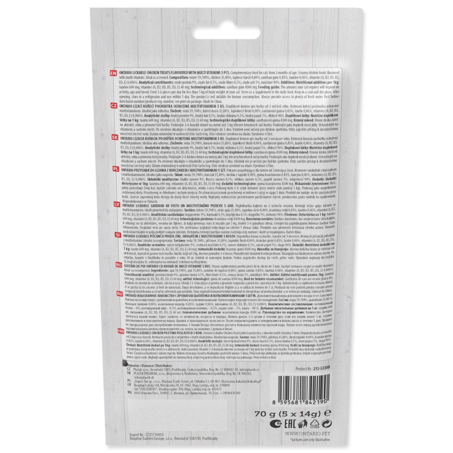 Pochoutka Ontario lízací kuře + multivitamin 5x14g-KS