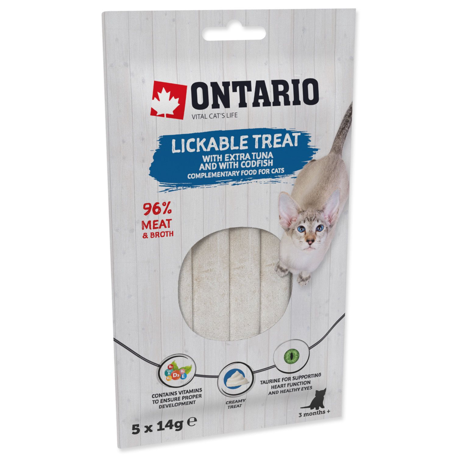 Pochoutka Ontario lízací extra tuňák a treska 5x14g-KS