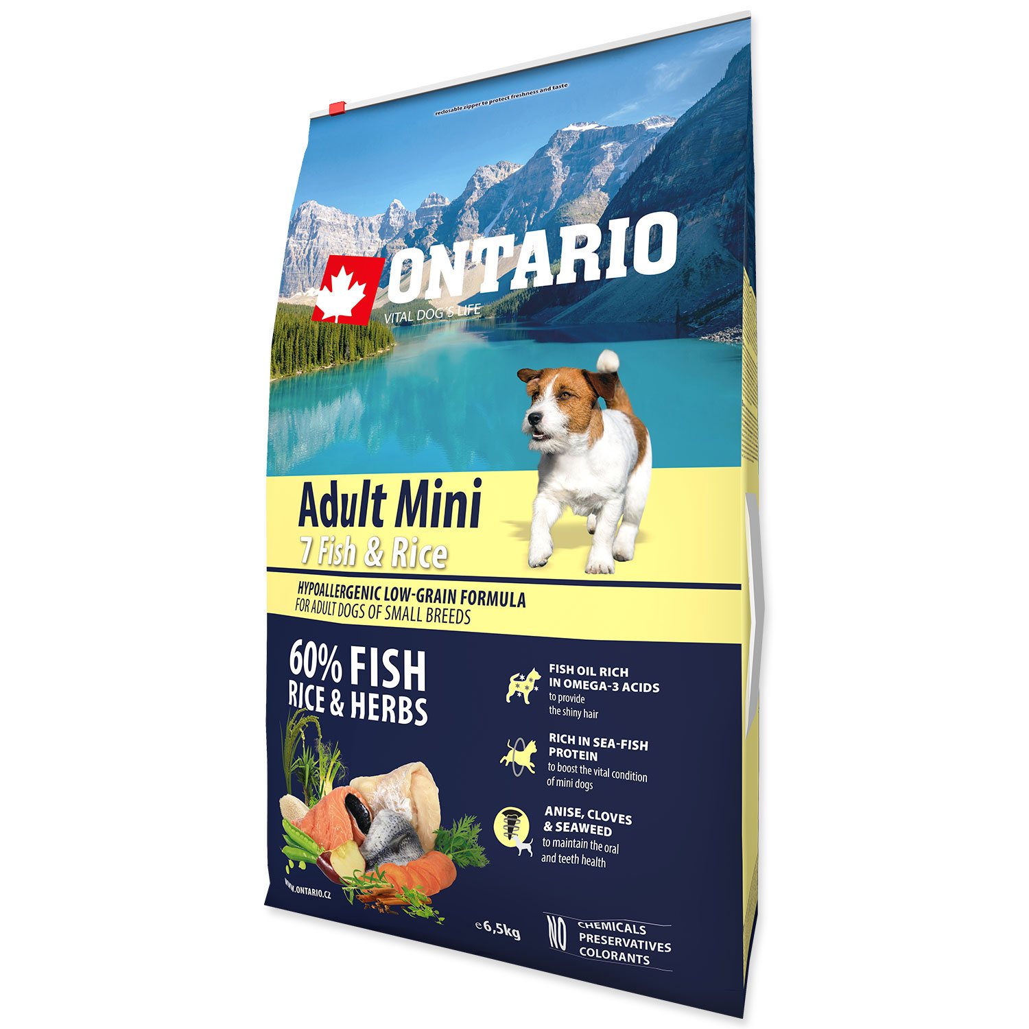 Krmivo Ontario Adult Mini Fish & Rice 6,5kg-KS