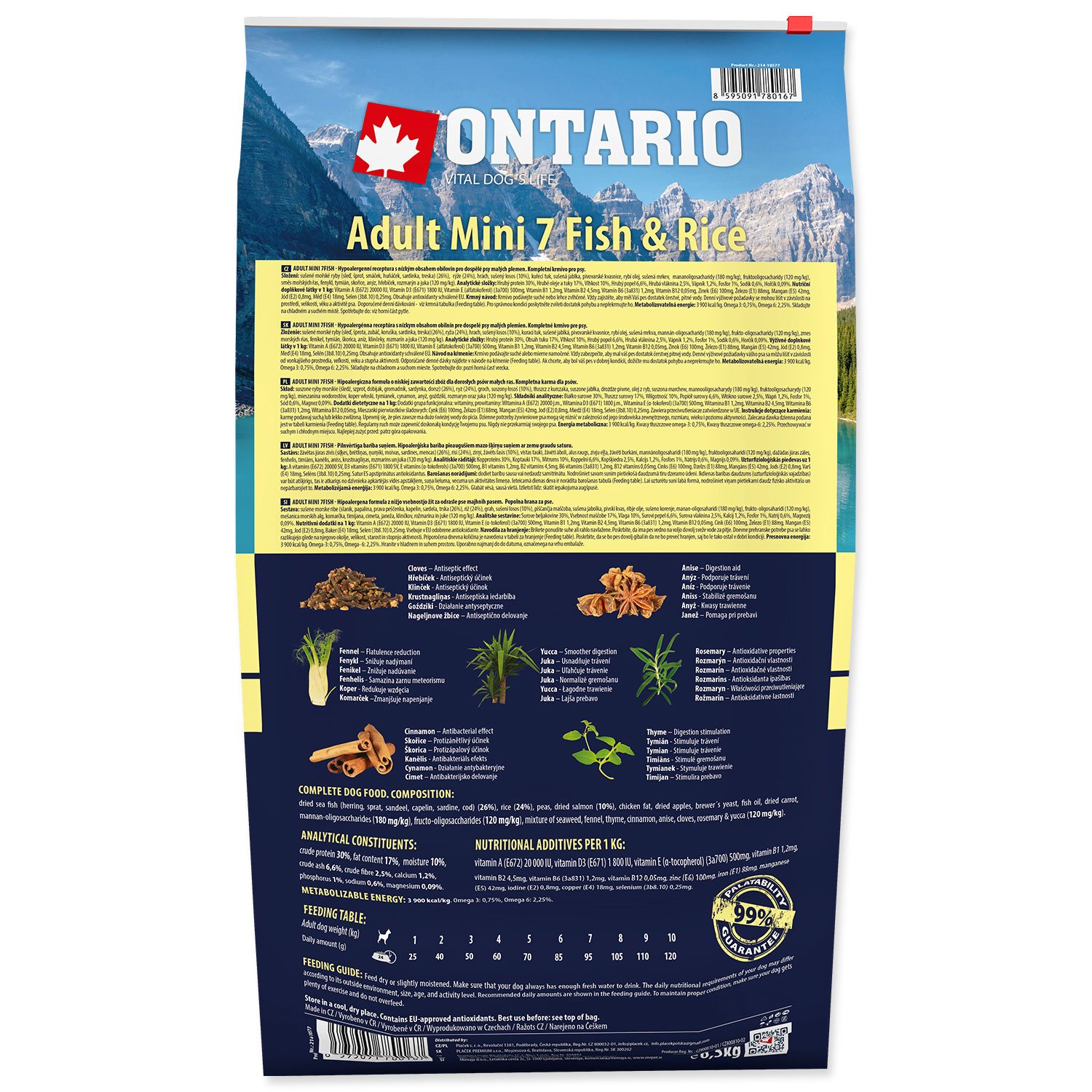 Krmivo Ontario Adult Mini Fish & Rice 6,5kg-KS