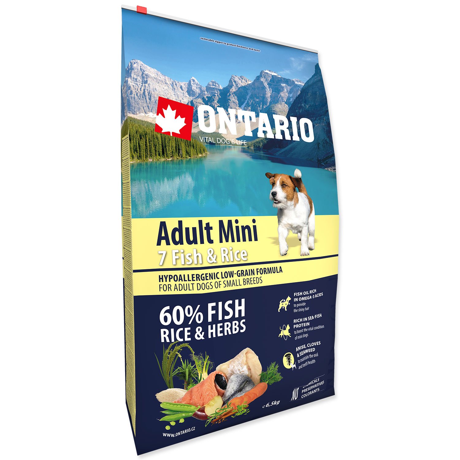 Krmivo Ontario Adult Mini Fish & Rice 6,5kg-KS