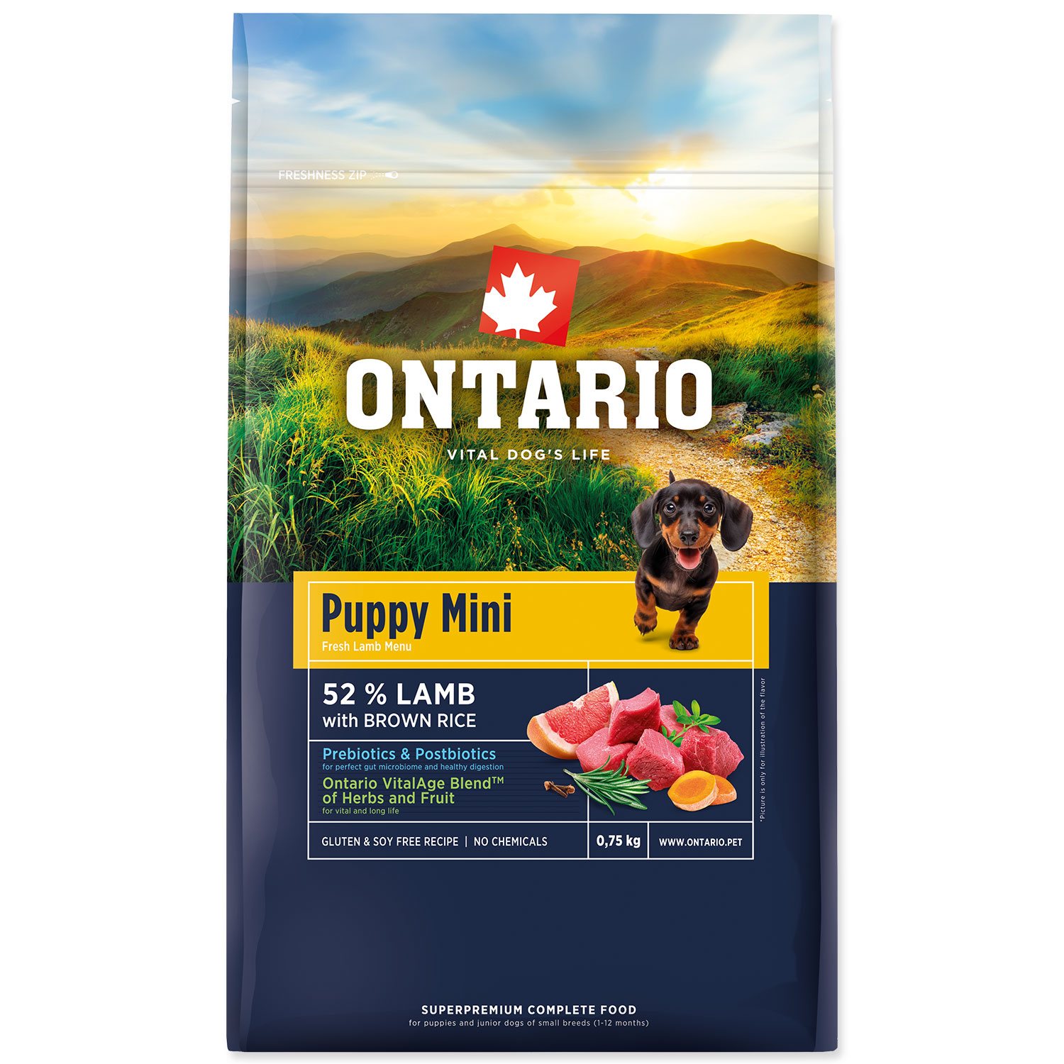 Krmivo Ontario Puppy Mini Lamb & Brown Rice 0,75kg-KS