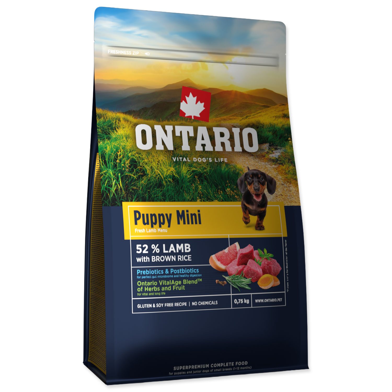 Krmivo Ontario Puppy Mini Lamb & Brown Rice 0,75kg-KS