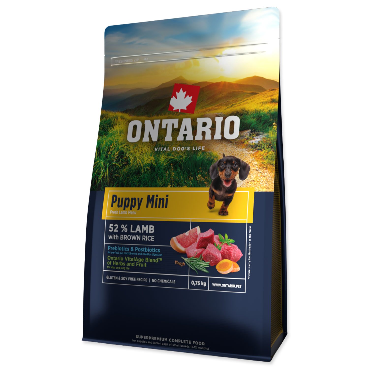 Krmivo Ontario Puppy Mini Lamb & Brown Rice 0,75kg-KS