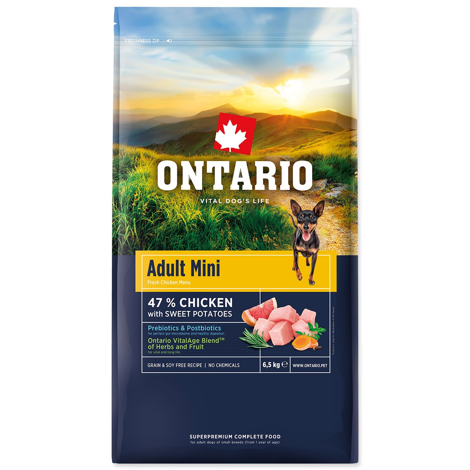 Krmivo Ontario Adult Mini Chicken & Sweet Potatoes 6,5kg
