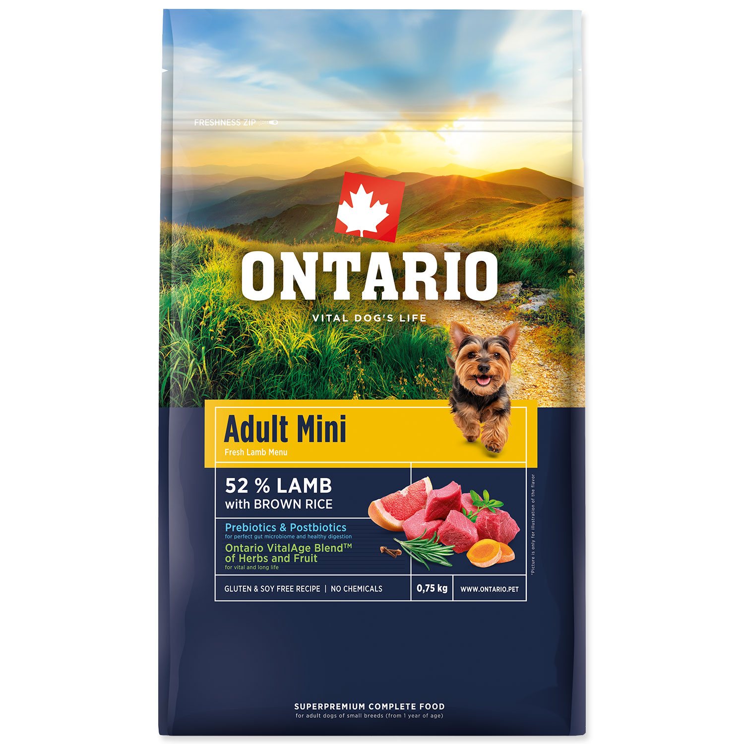 Krmivo Ontario Adult Mini Lamb & Brown Rice 0,75kg-KS