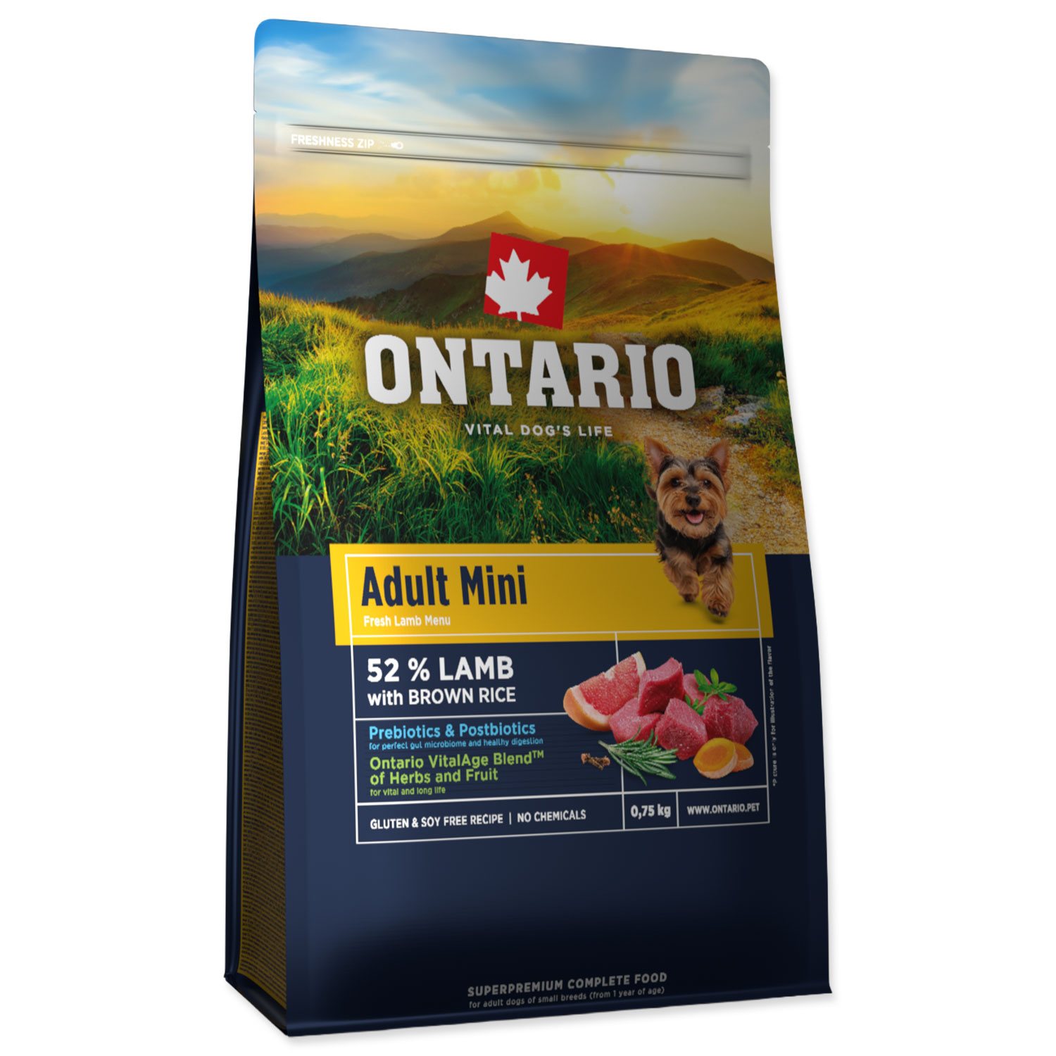 Krmivo Ontario Adult Mini Lamb & Brown Rice 0,75kg-KS
