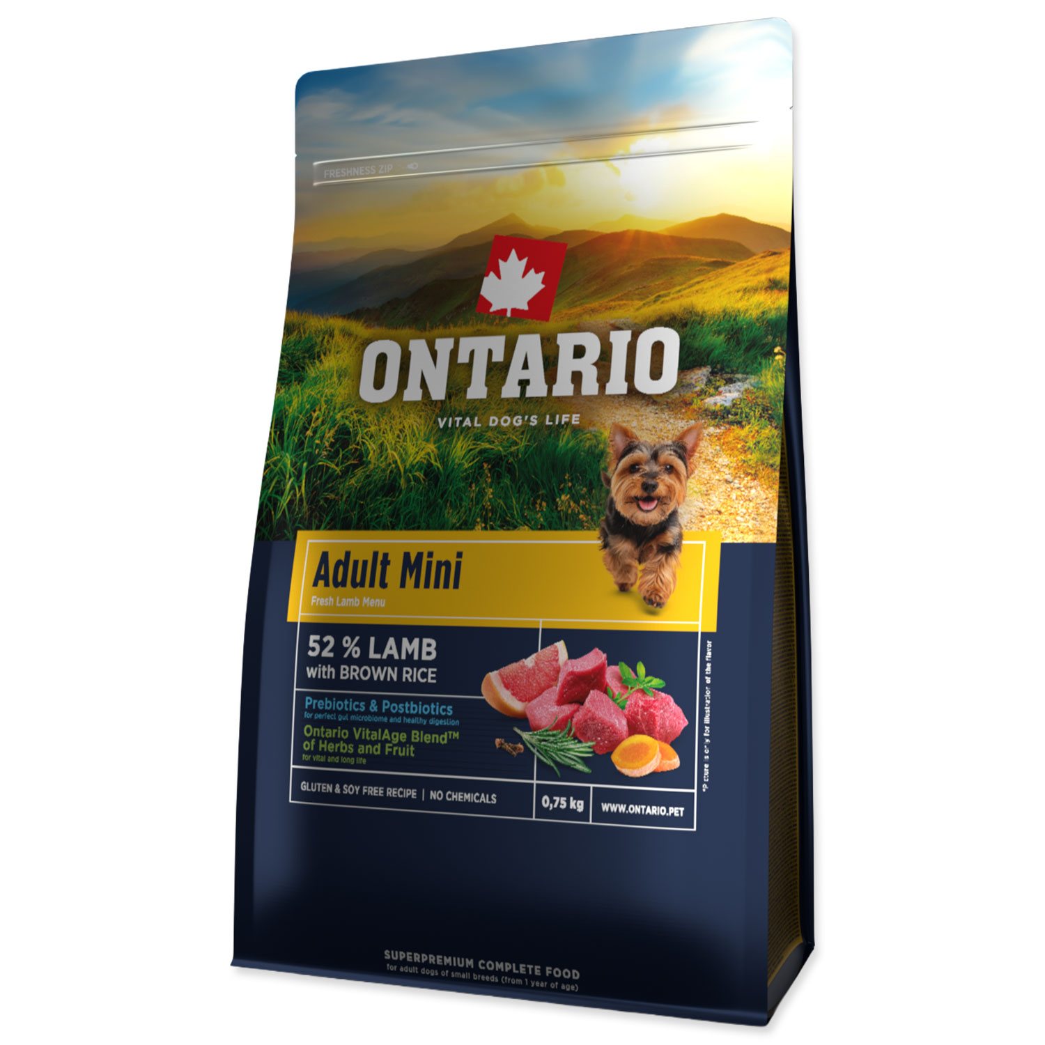 Krmivo Ontario Adult Mini Lamb & Brown Rice 0,75kg-KS