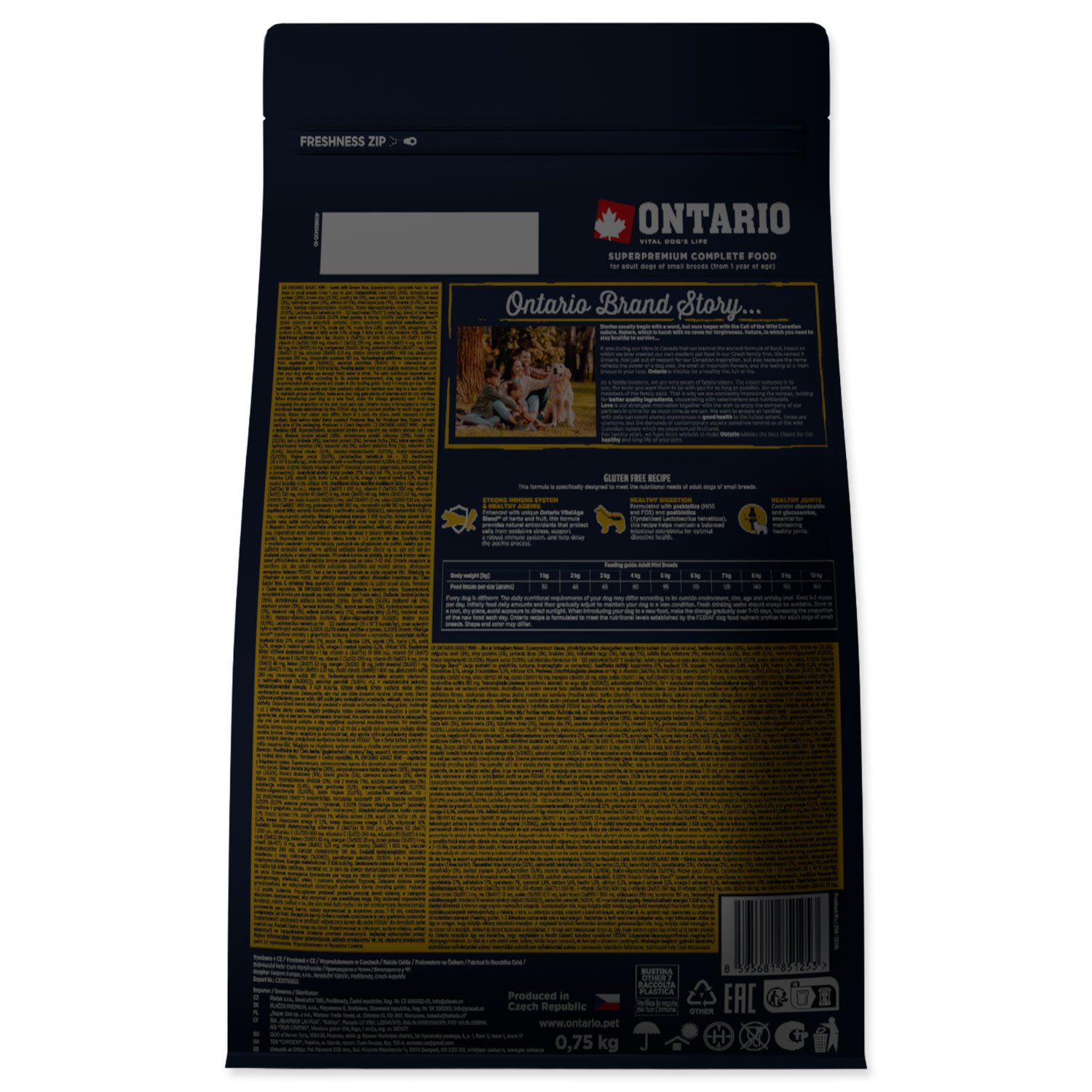 Krmivo Ontario Adult Mini Lamb & Brown Rice 0,75kg