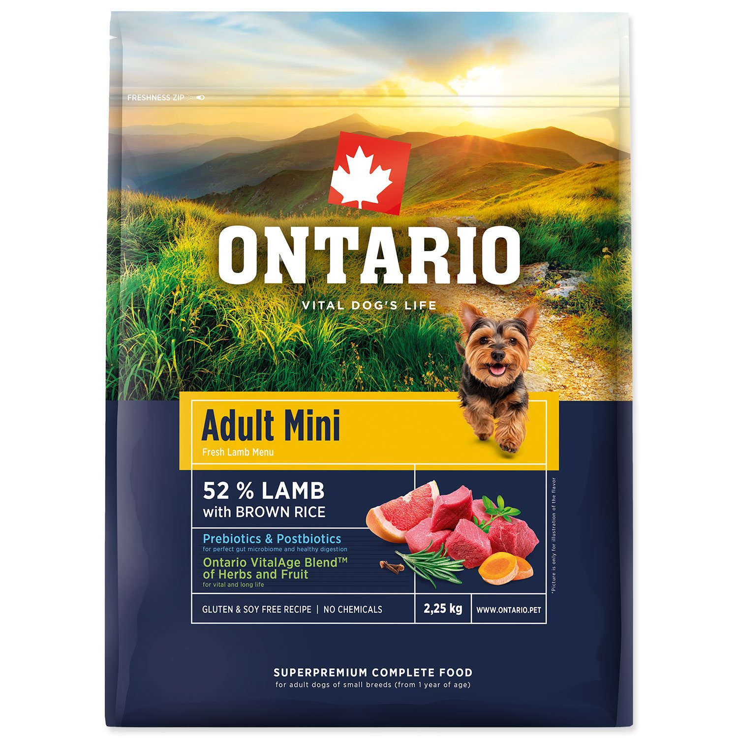 Krmivo Ontario Adult Mini Lamb & Brown Rice 2,25kg-KS
