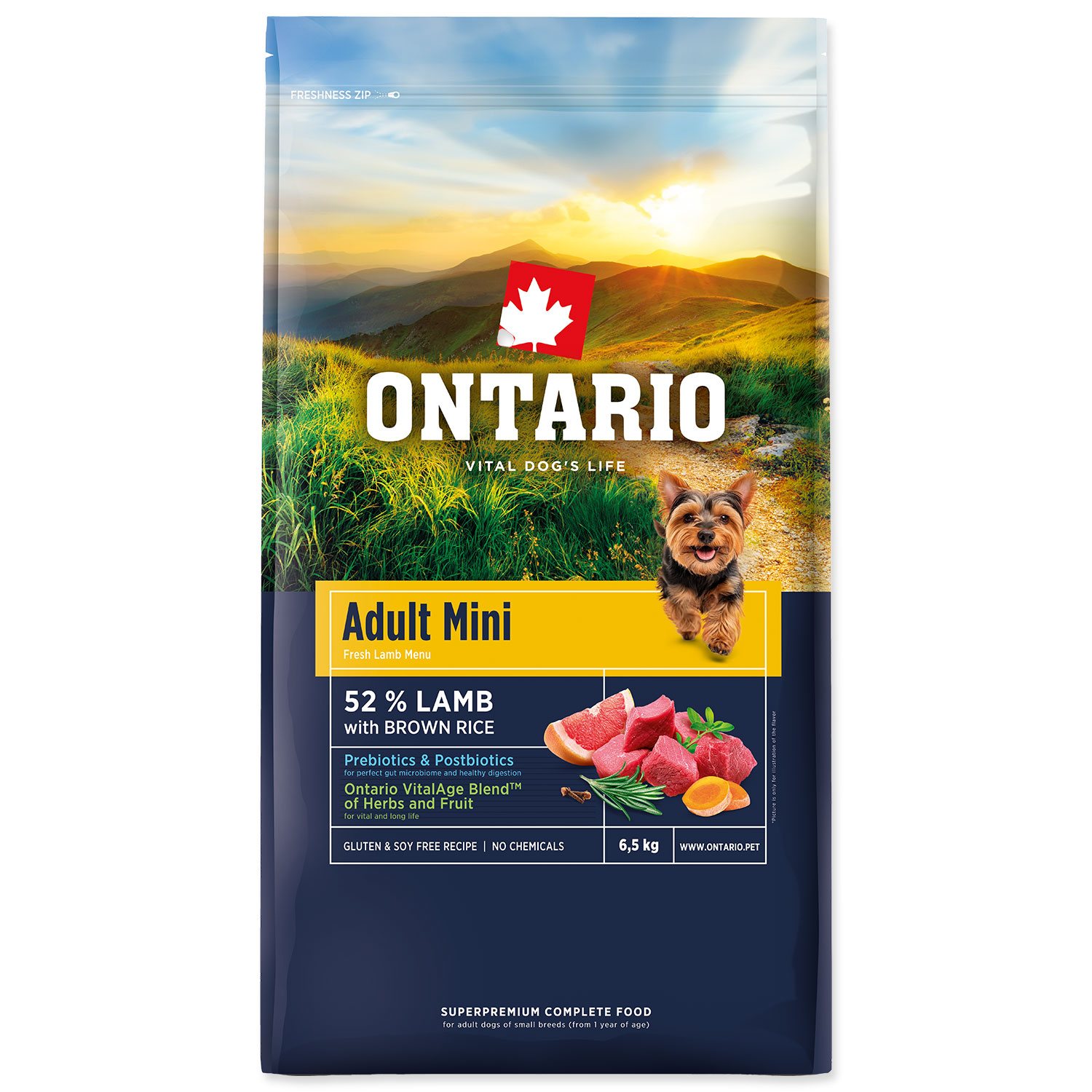 Krmivo Ontario Adult Mini Lamb & Brown Rice 6,5kg