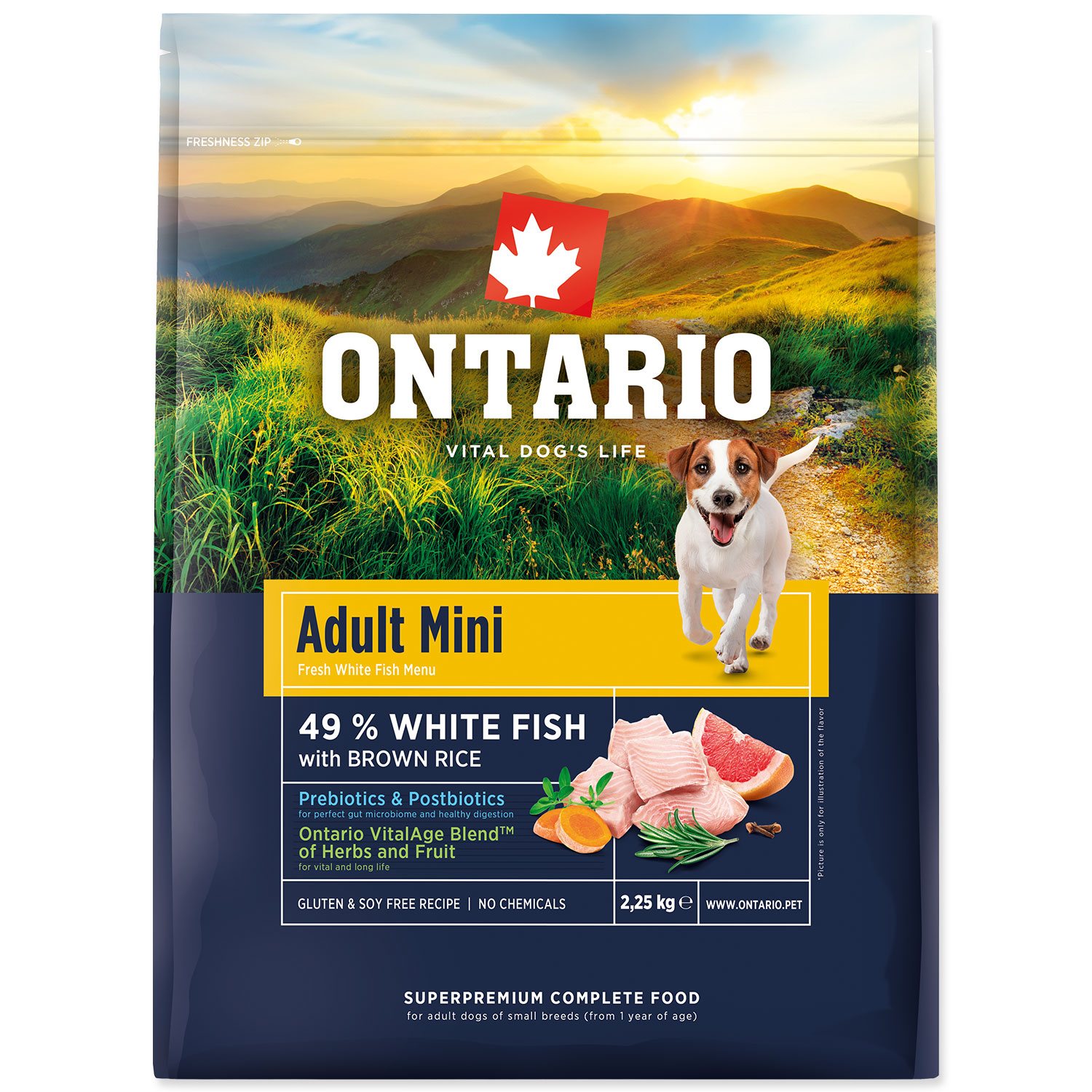 Krmivo Ontario Adult Mini Fish & Brown Rice 2,25kg