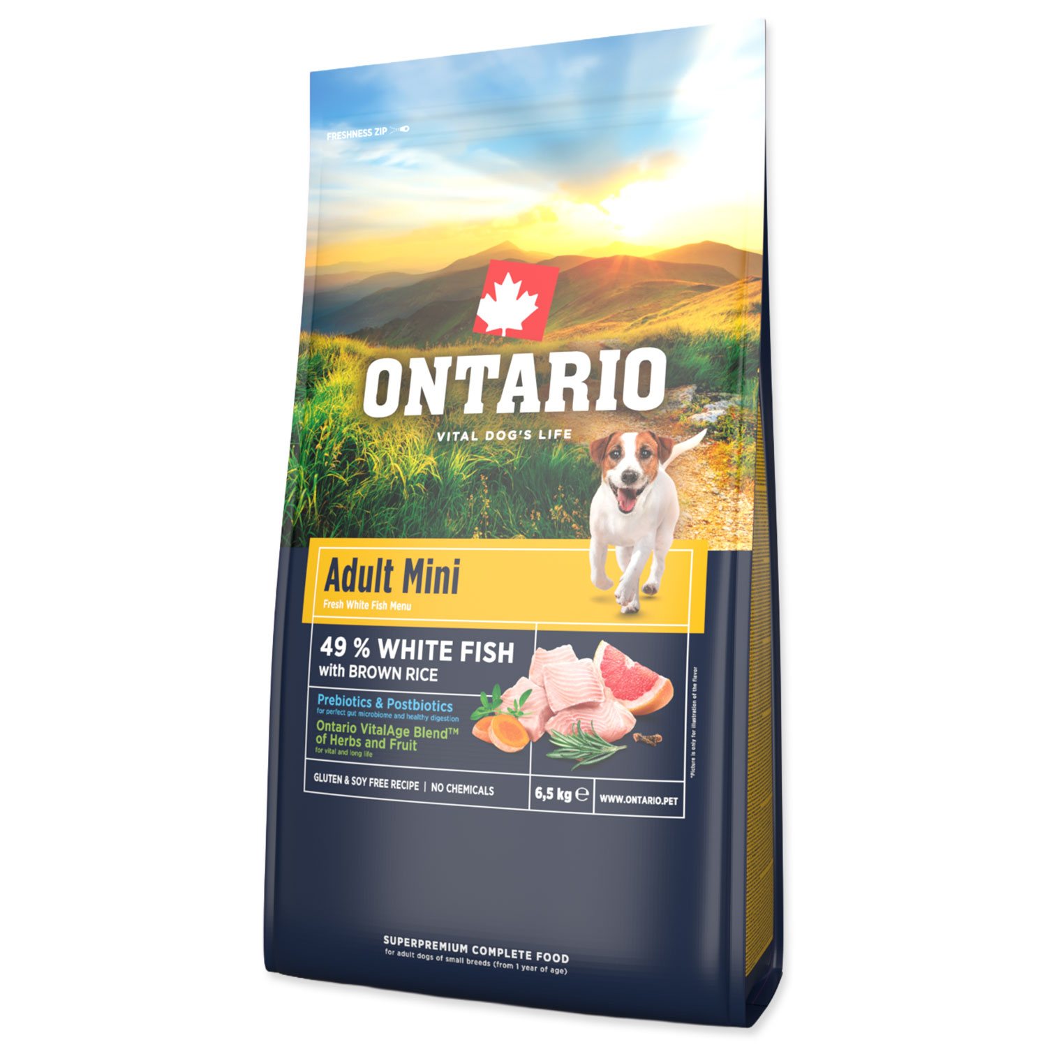 Krmivo Ontario Adult Mini Fish & Brown Rice 6,5kg-KS