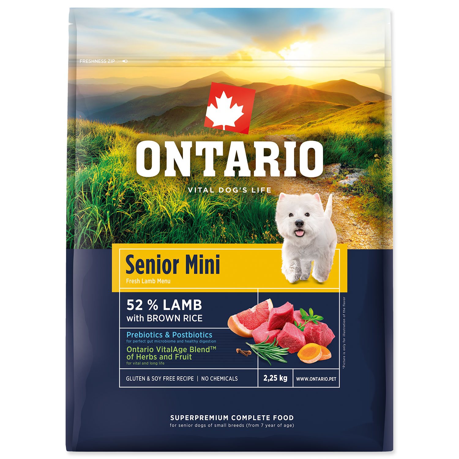 Krmivo Ontario Senior Mini Lamb & Brown Rice 2,25kg-KS