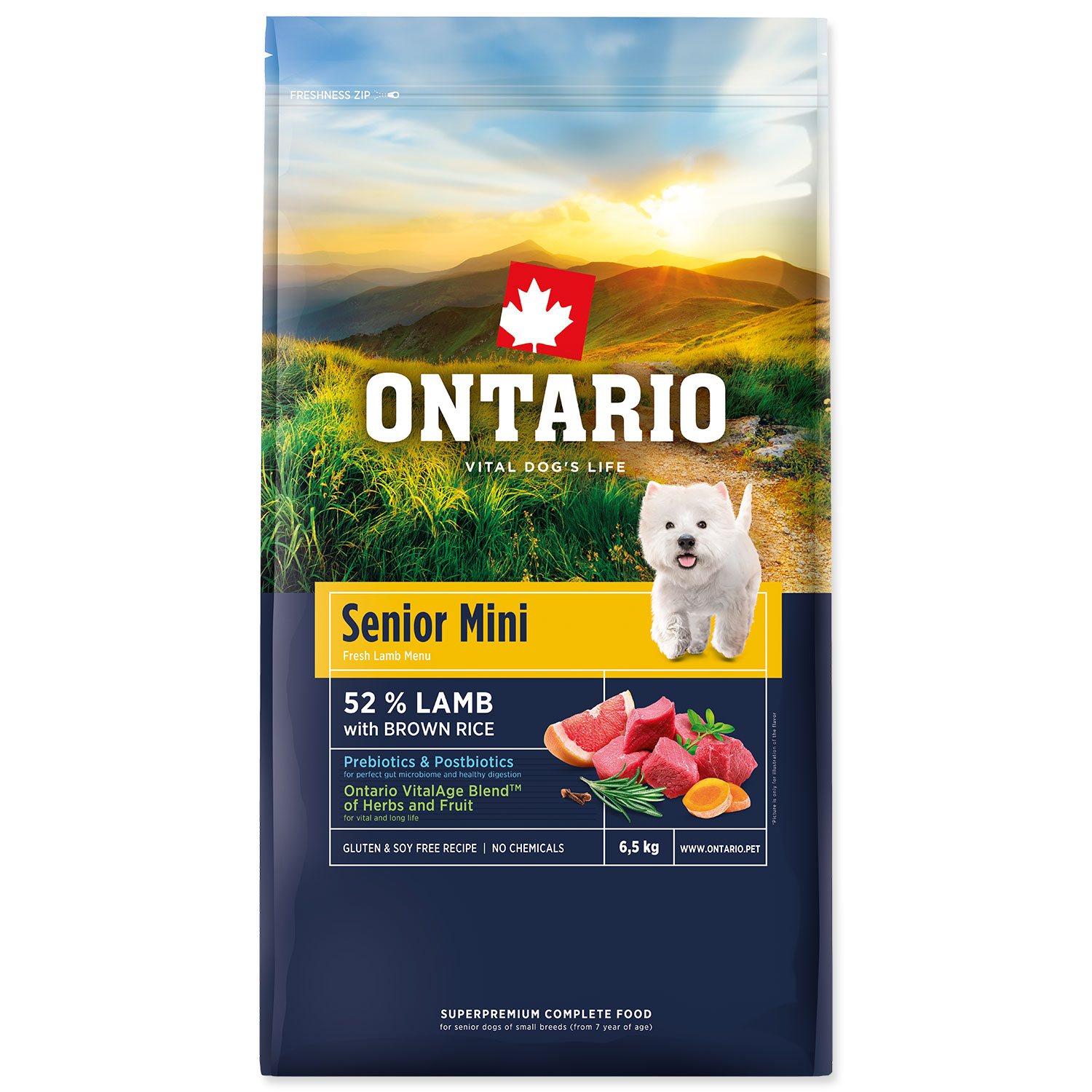 Krmivo Ontario Senior Mini Lamb & Brown Rice 6,5kg-KS