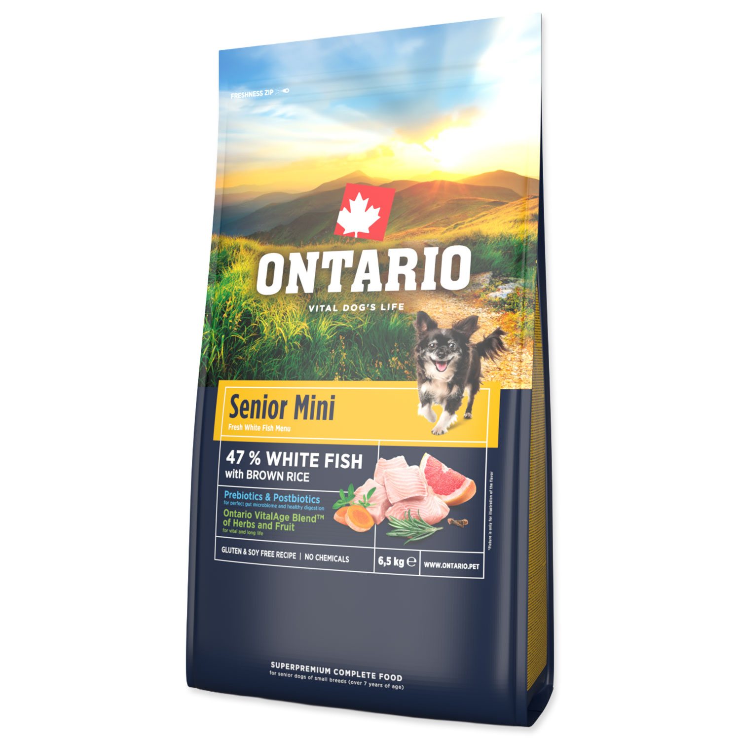 Krmivo Ontario Senior Mini Fish & Brown Rice 6,5kg-KS