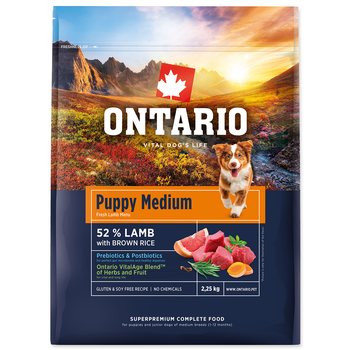 Krmivo Ontario Puppy Medium Lamb & Brown Rice 2,25kg-KS