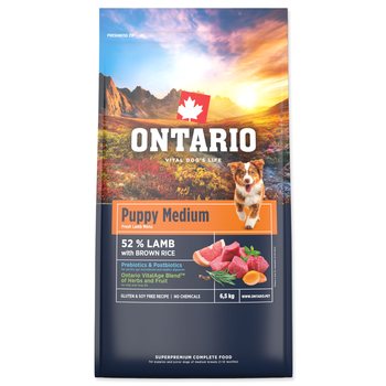Krmivo Ontario Puppy Medium Lamb & Brown Rice 6,5kg-KS