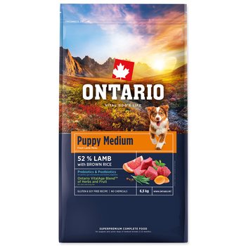 Krmivo Ontario Puppy Medium Lamb & Brown Rice 6,5kg-KS