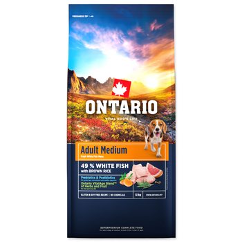 Krmivo Ontario Adult Medium Fish & Brown Rice 12kg-KS